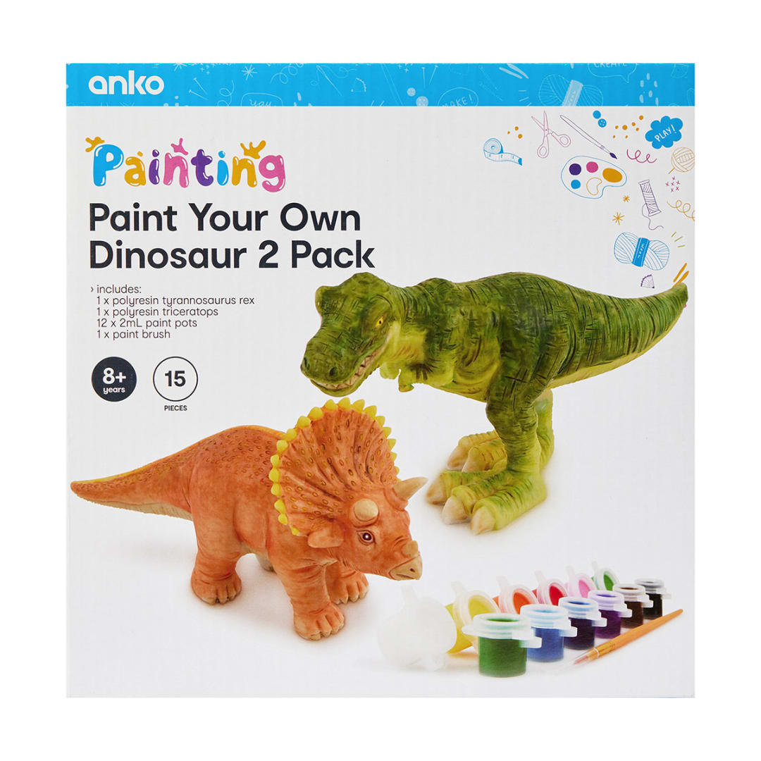15 Piece Paint Your Own 2 Pack Dinosaur Set Kmart