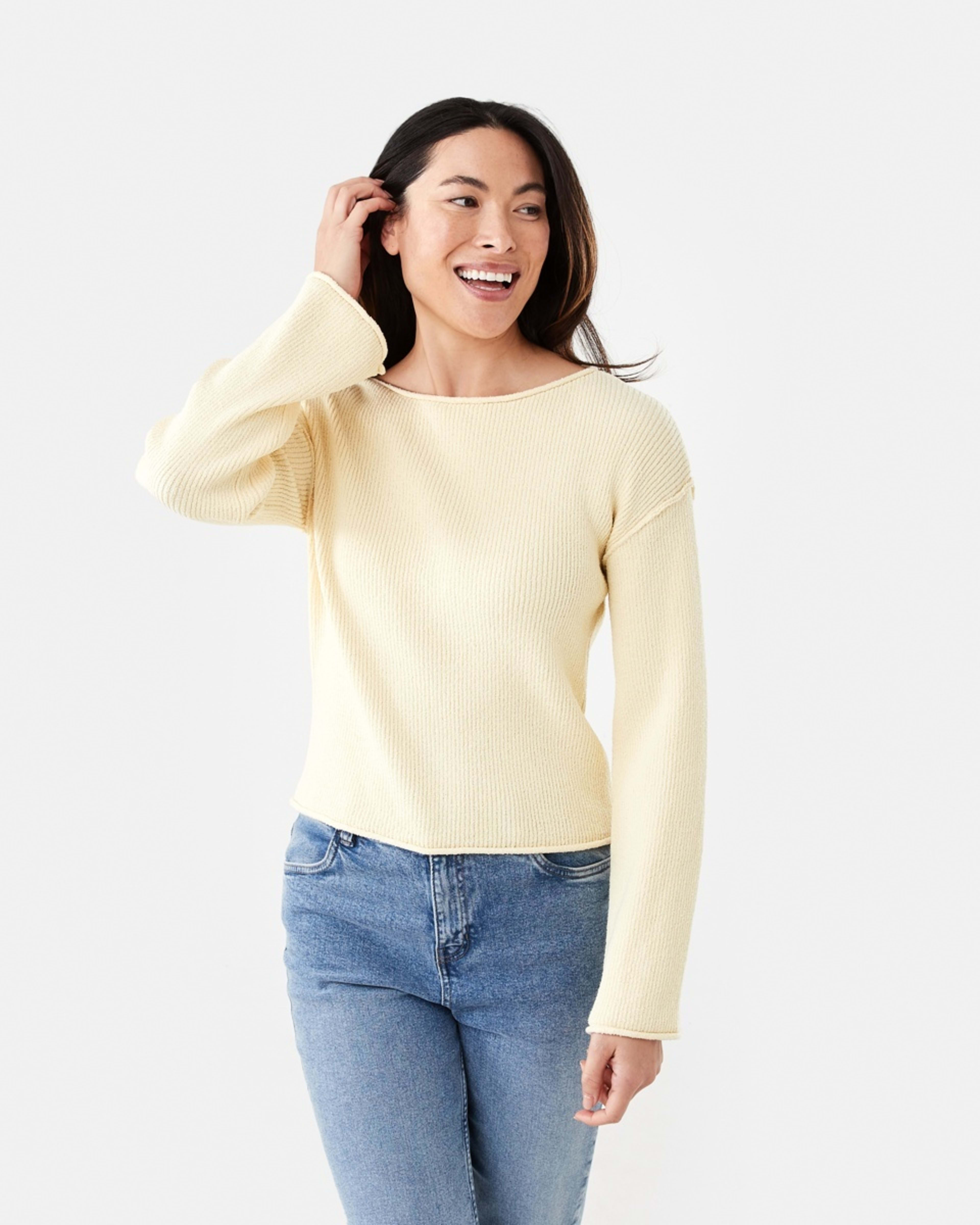1 Textured Boat Neck Jumper FLAN