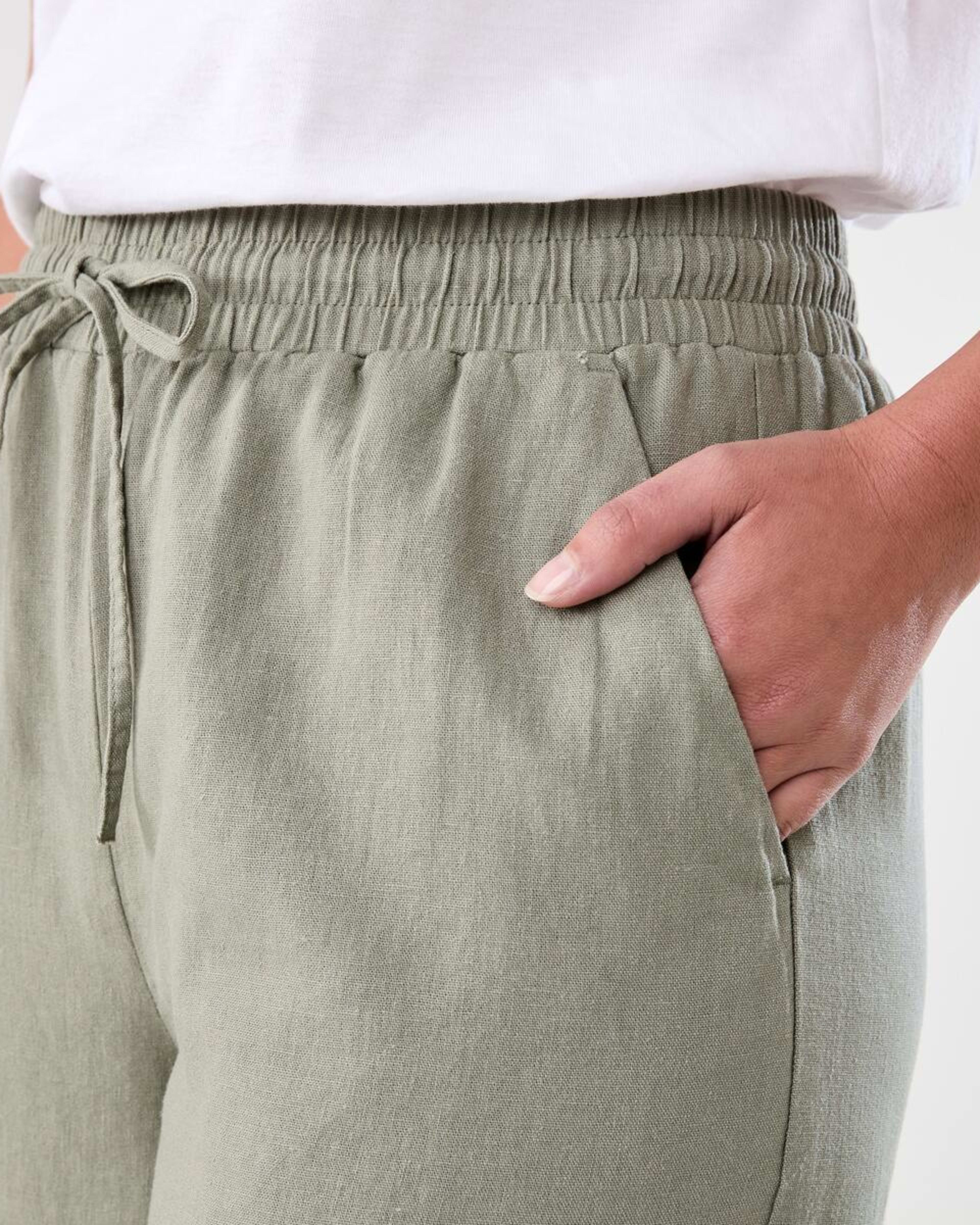 4 Linen Blend Wide Leg Pants LIGHT KHAKI, 4 of 5
