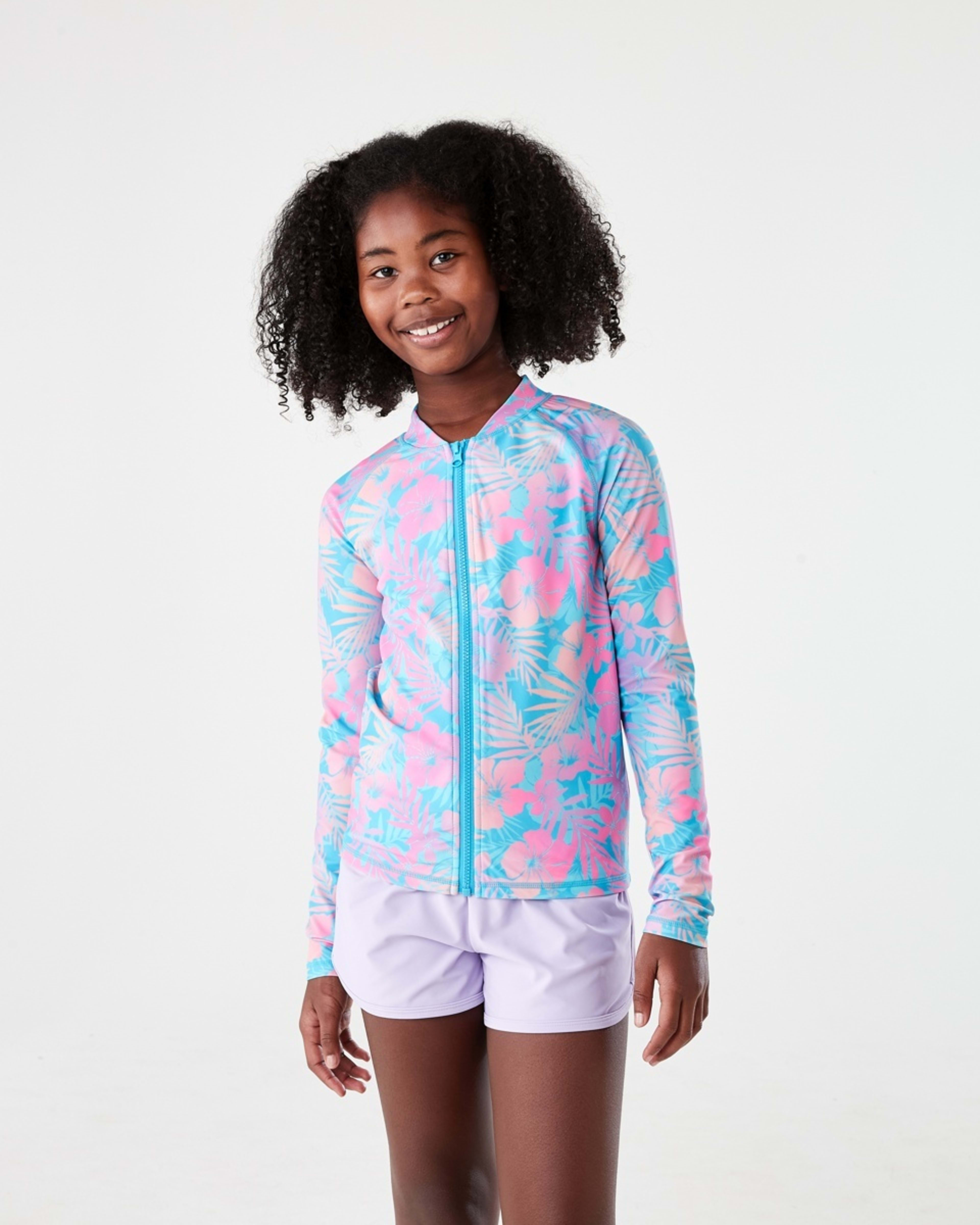 1 Long Sleeve Zip Through Rash Vest OMBRE TROPICAL LUSH MULTI, 1 of 8
