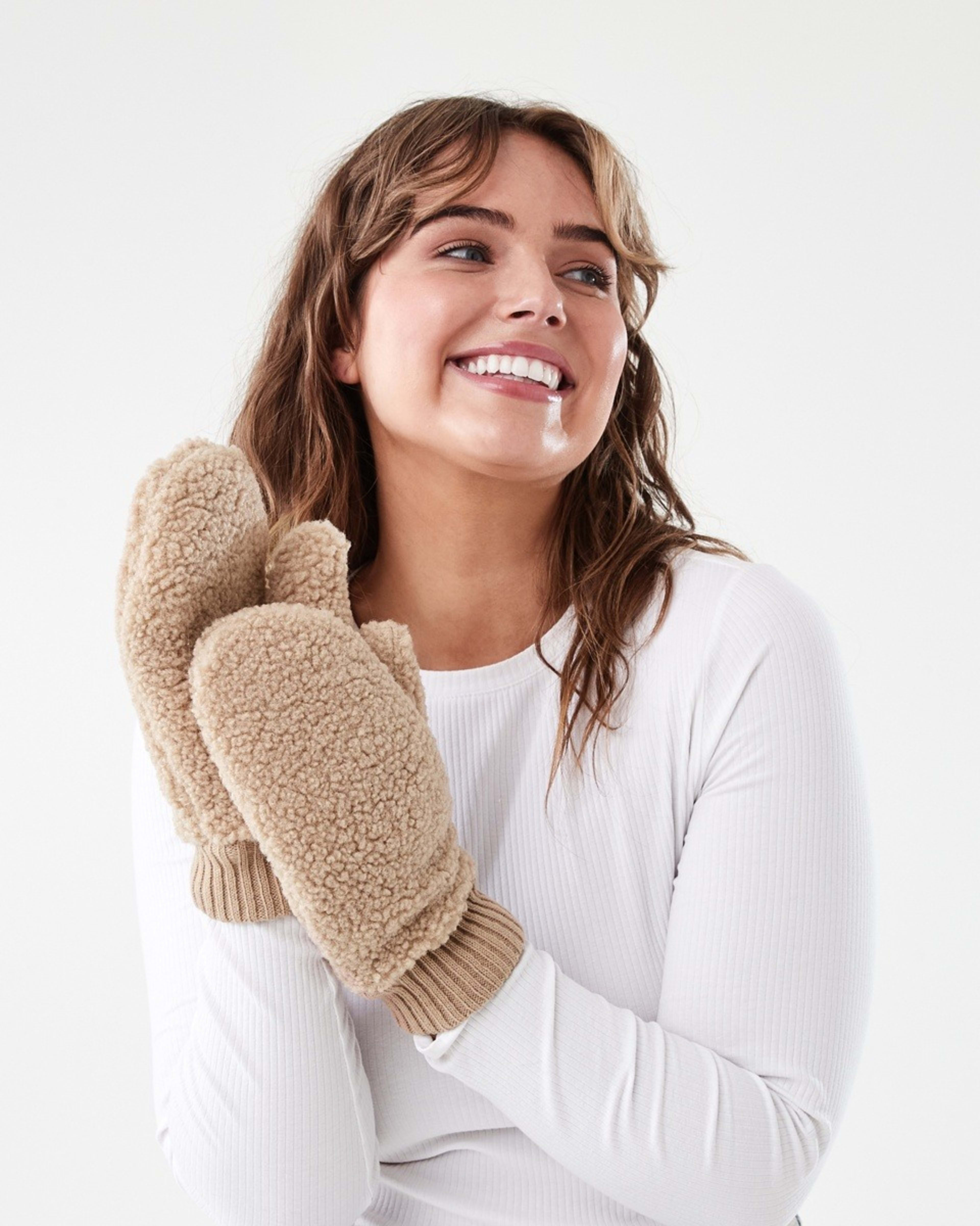 4 Teddy Rib Gloves Bone Beige, 4 of 4