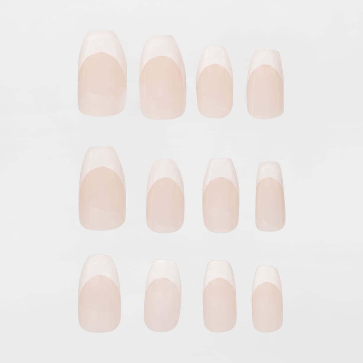 OXX Cosmetics 24 Pack False Nails with Adhesive - Coffin Shape, French ...