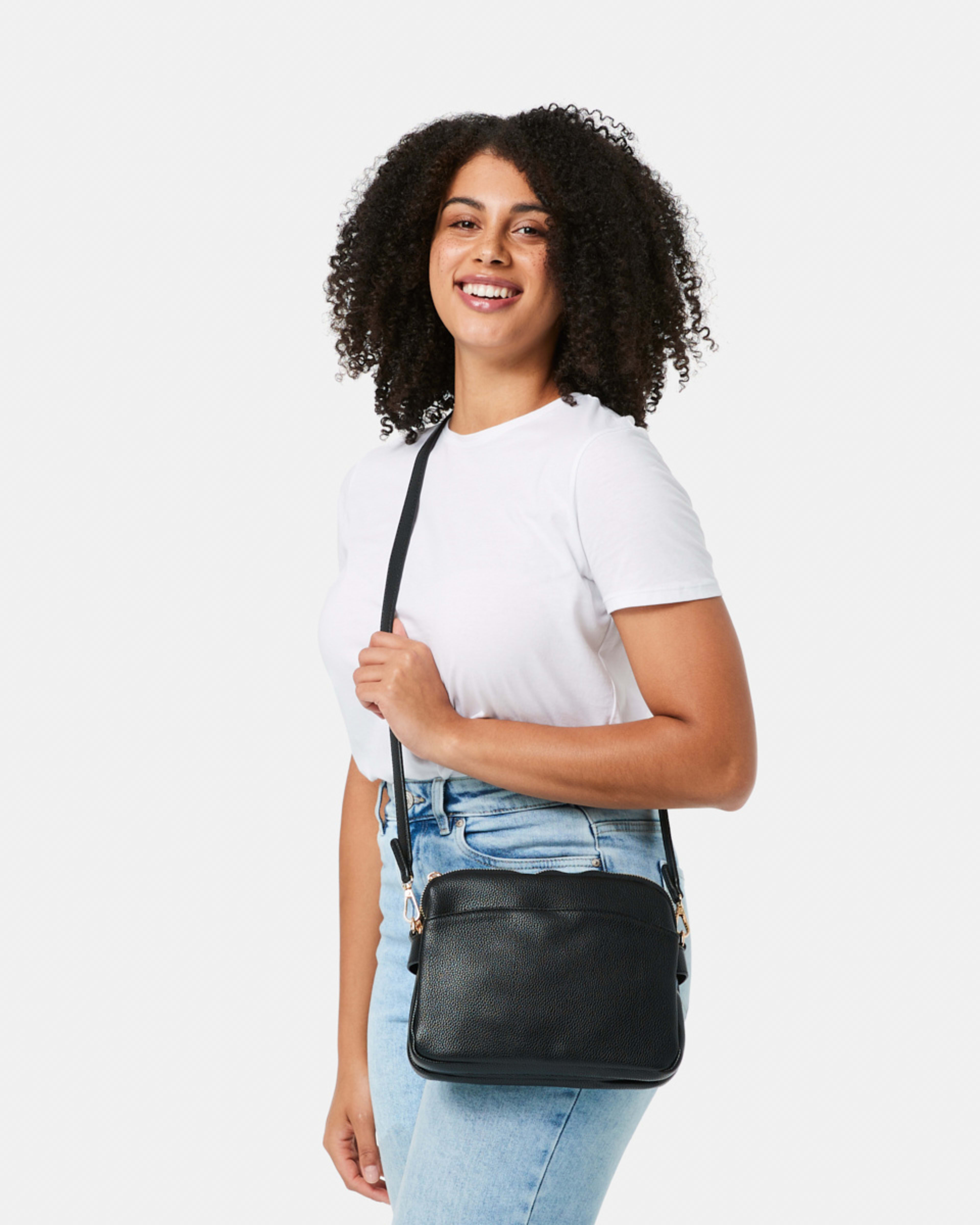 5 Double Pouch Cross Body Bag Black, 5 of 5