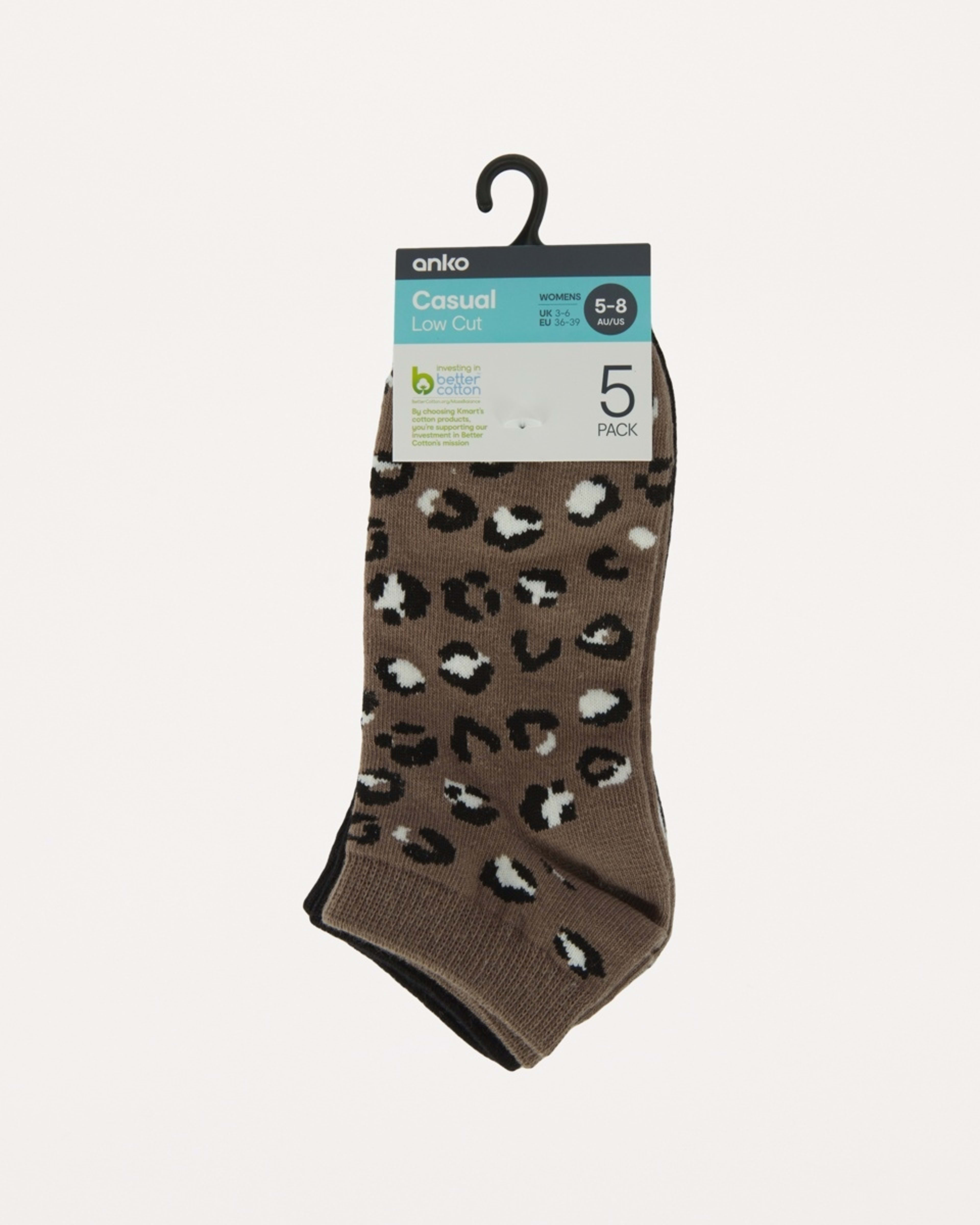 3 5 Pack Fashion Low Cut Socks BEIGE LEO MUTLI PACK OAT BEIGE, 3 of 3
