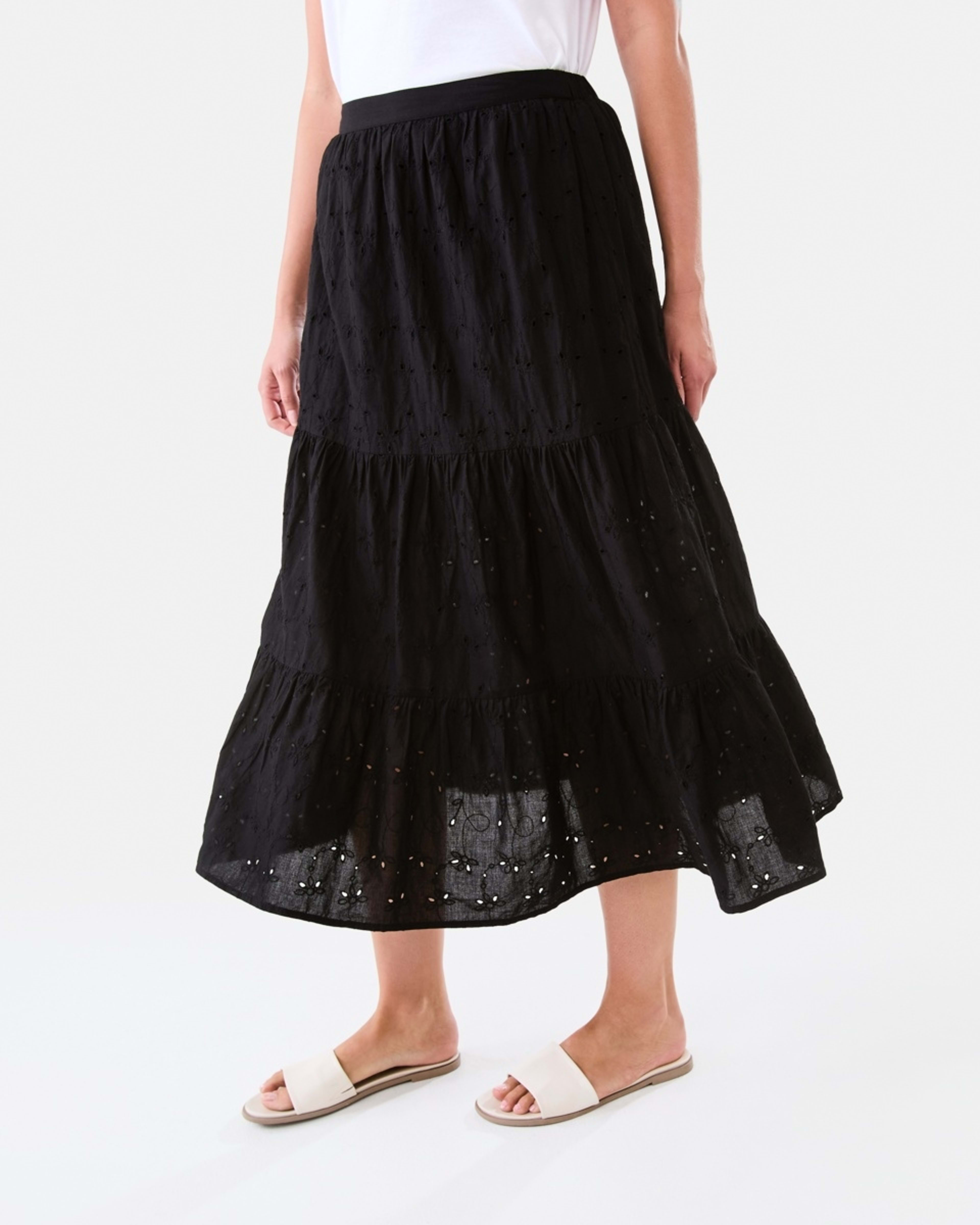 2 Broderie Maxi Skirt Black, 2 of 6