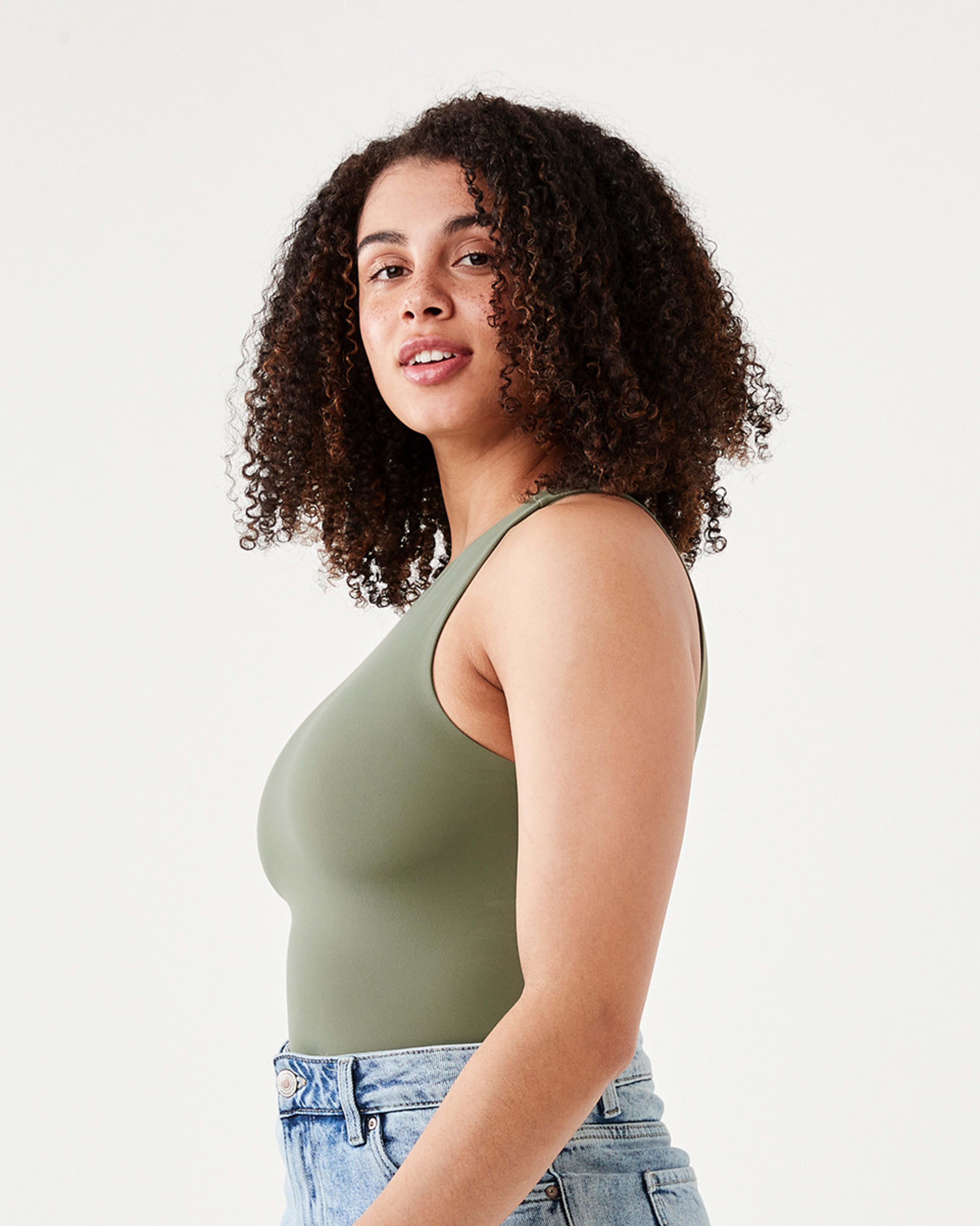 2 Sleeveless Halter Bodysuit Pale Khaki, 2 of 8