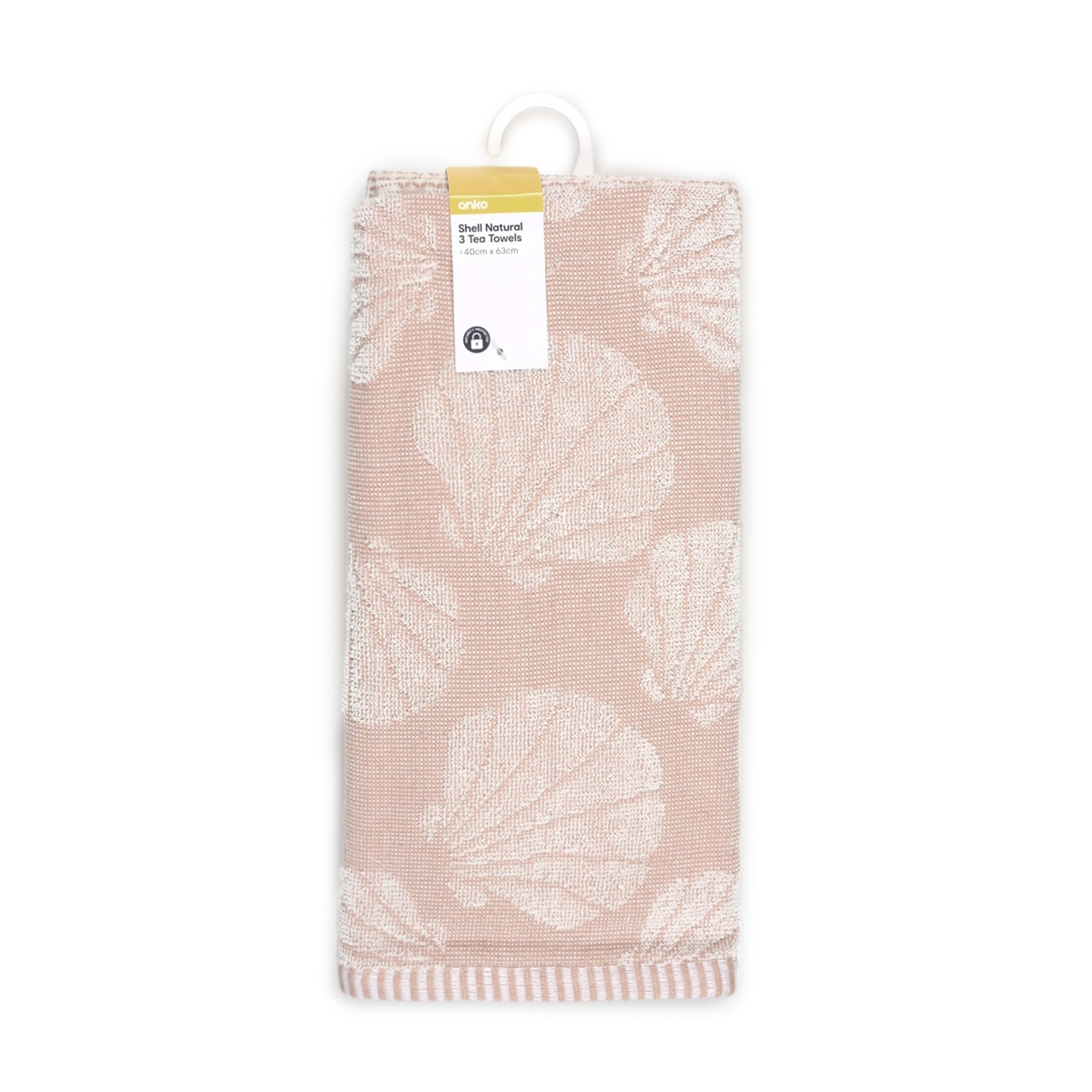 6 3 Pack Shell Natural Tea Towels, 6 of 6
