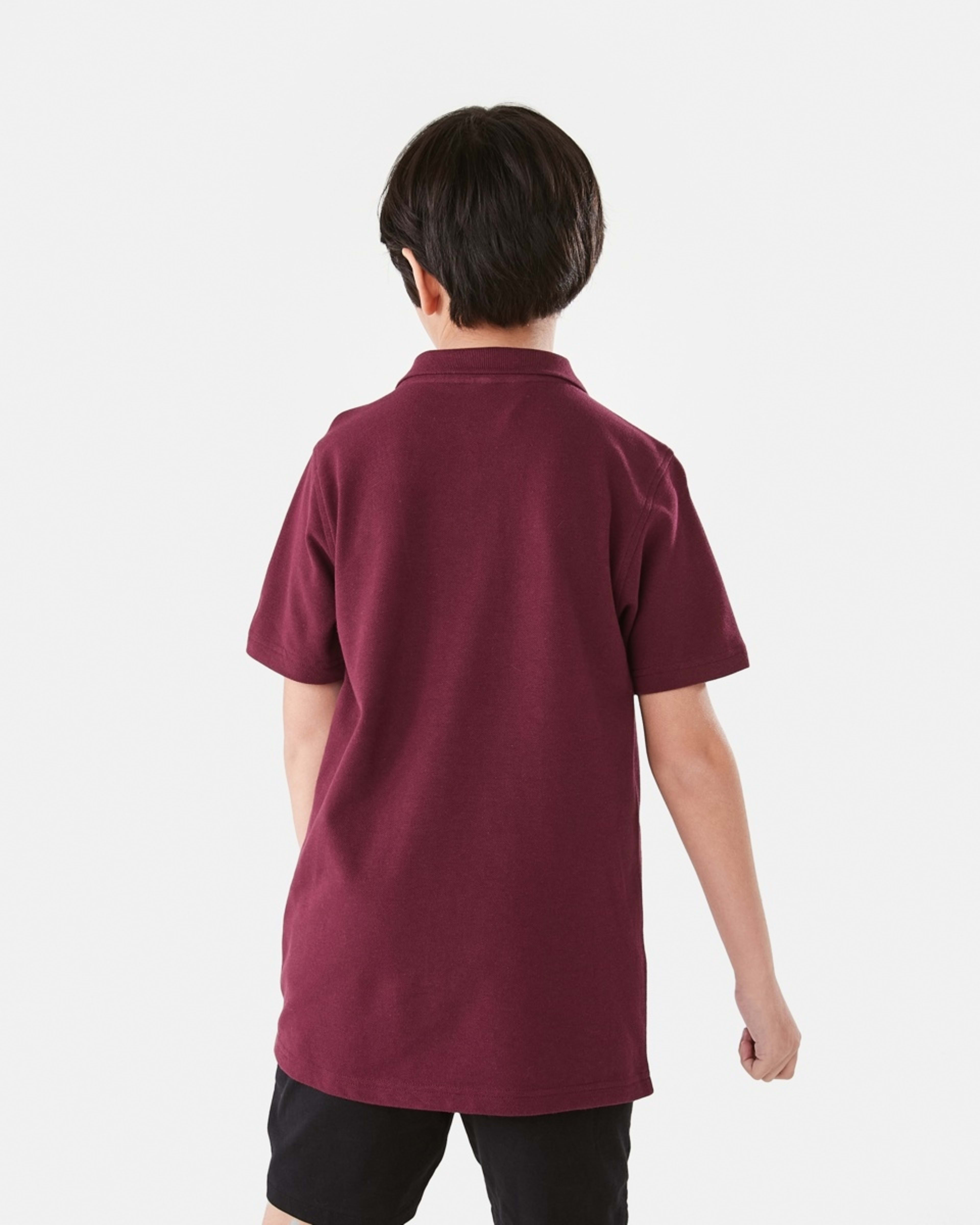 2 School Cotton Polo Shirt Burgundy, 2 of 8