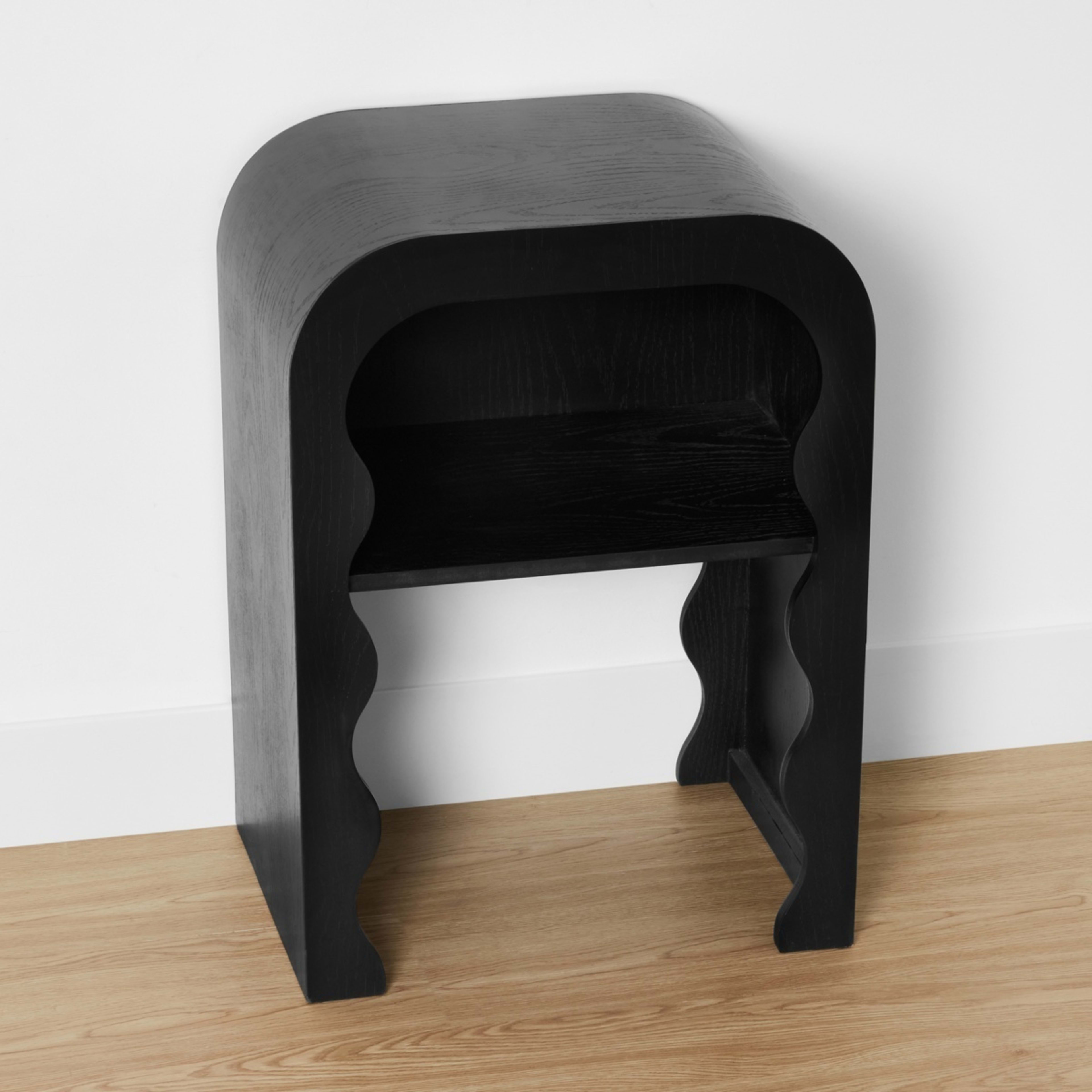 3 Ebony Wave Bedside Table, 3 of 10