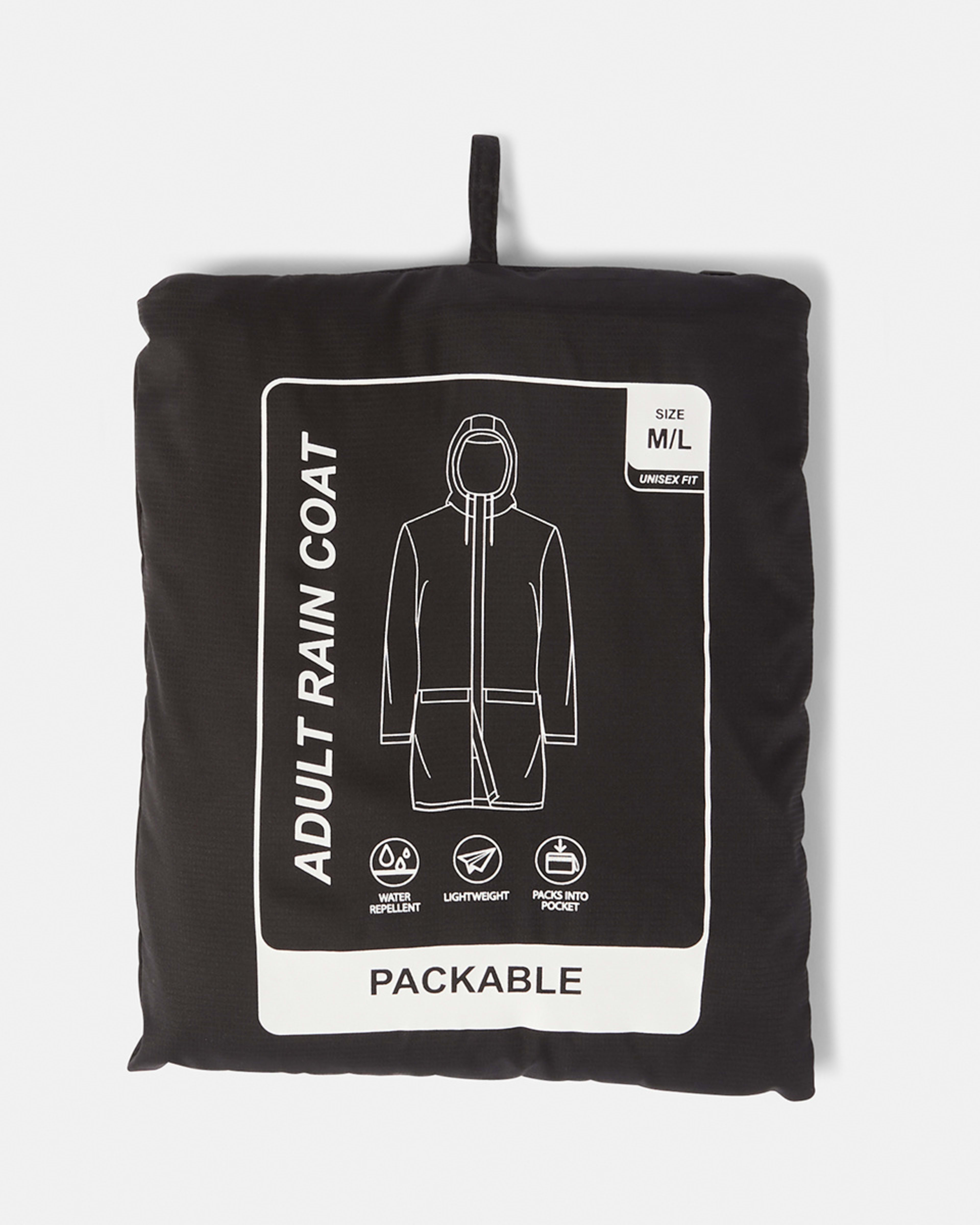 2 Active Unisex Packable Raincoat BLACK, 2 of 10