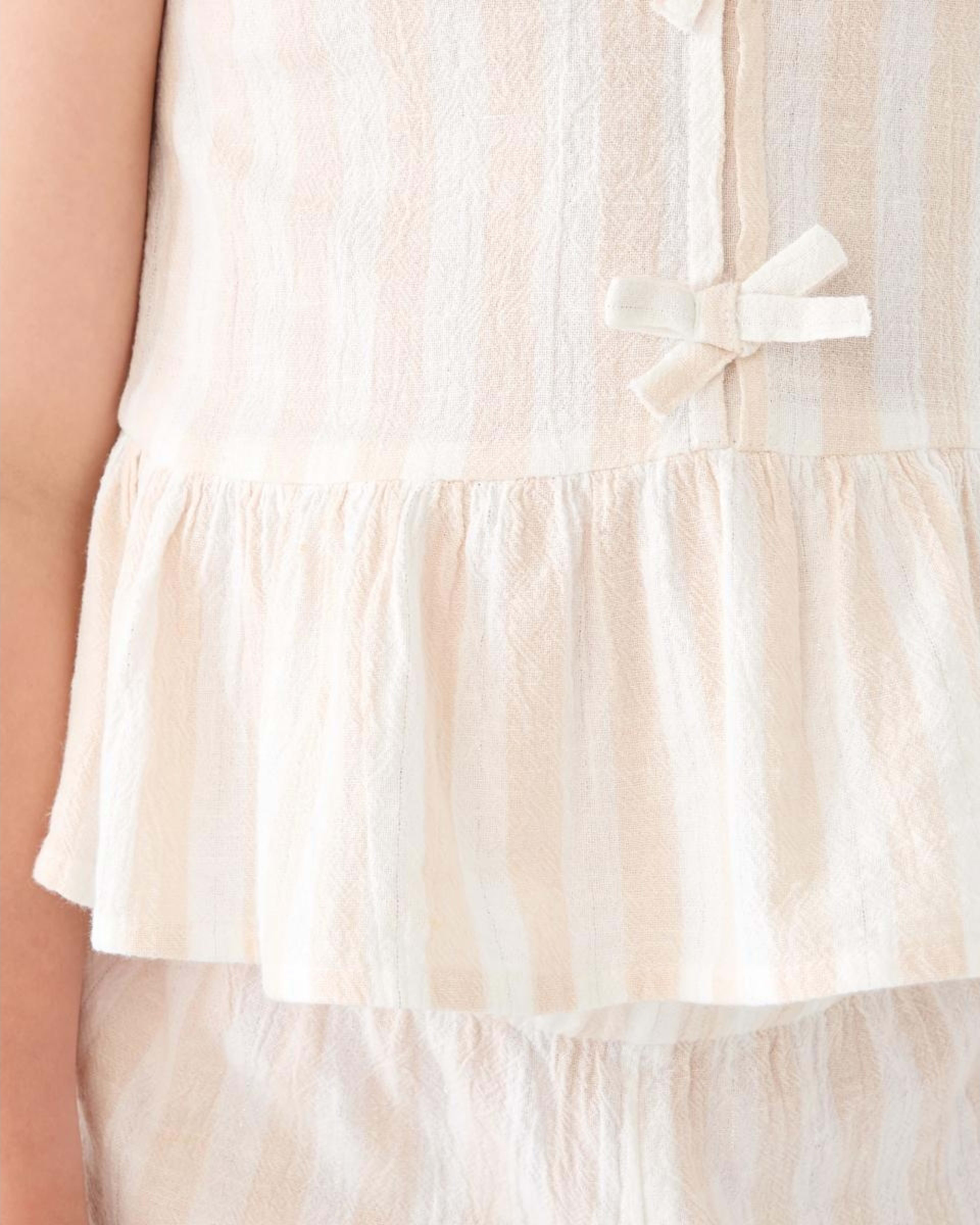 4 Tie Front Frill Top Bge Stripe, 4 of 7