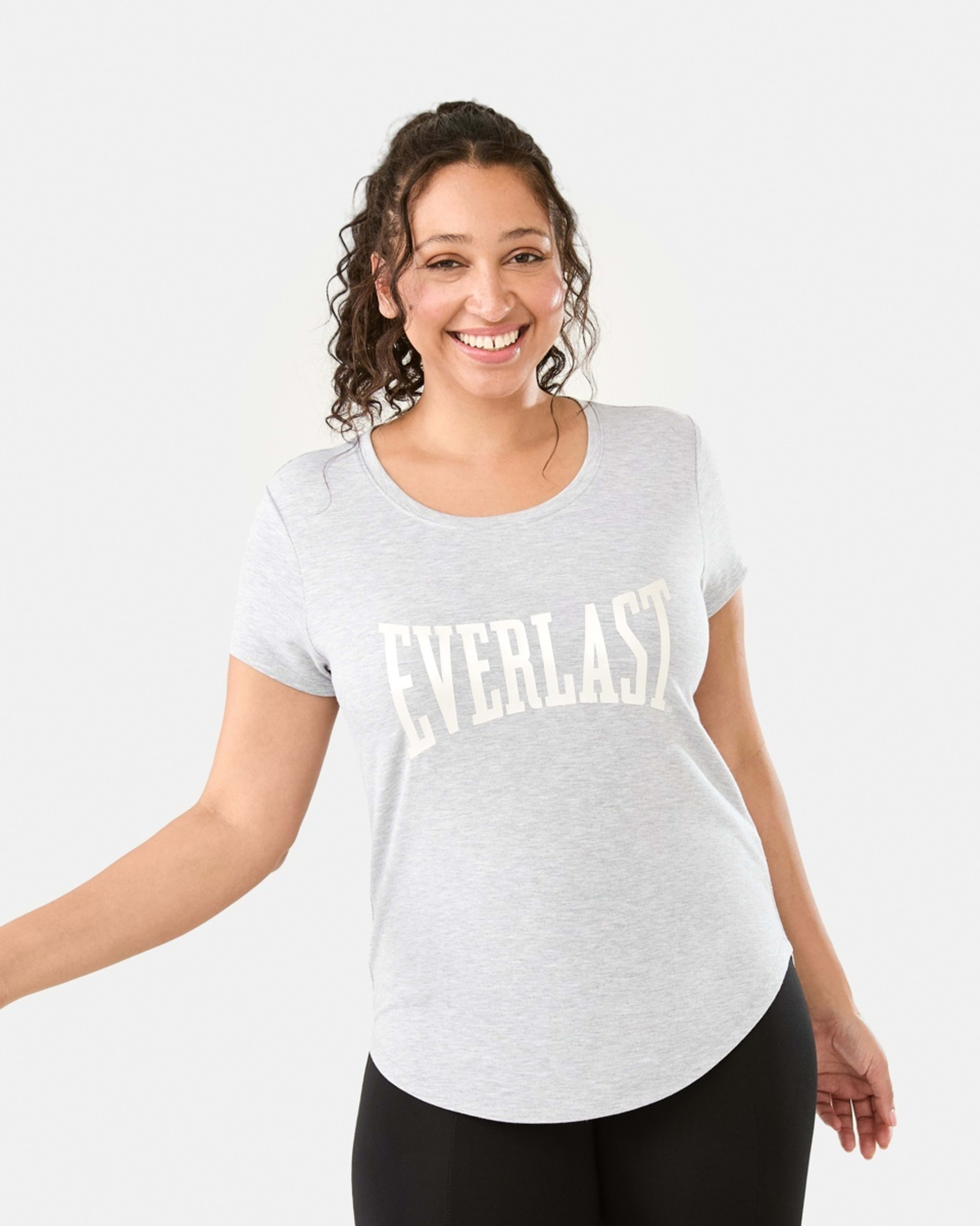 1 Everlast Womens Scoop Neck T-shirt Everlast Dogbone Grey Marle