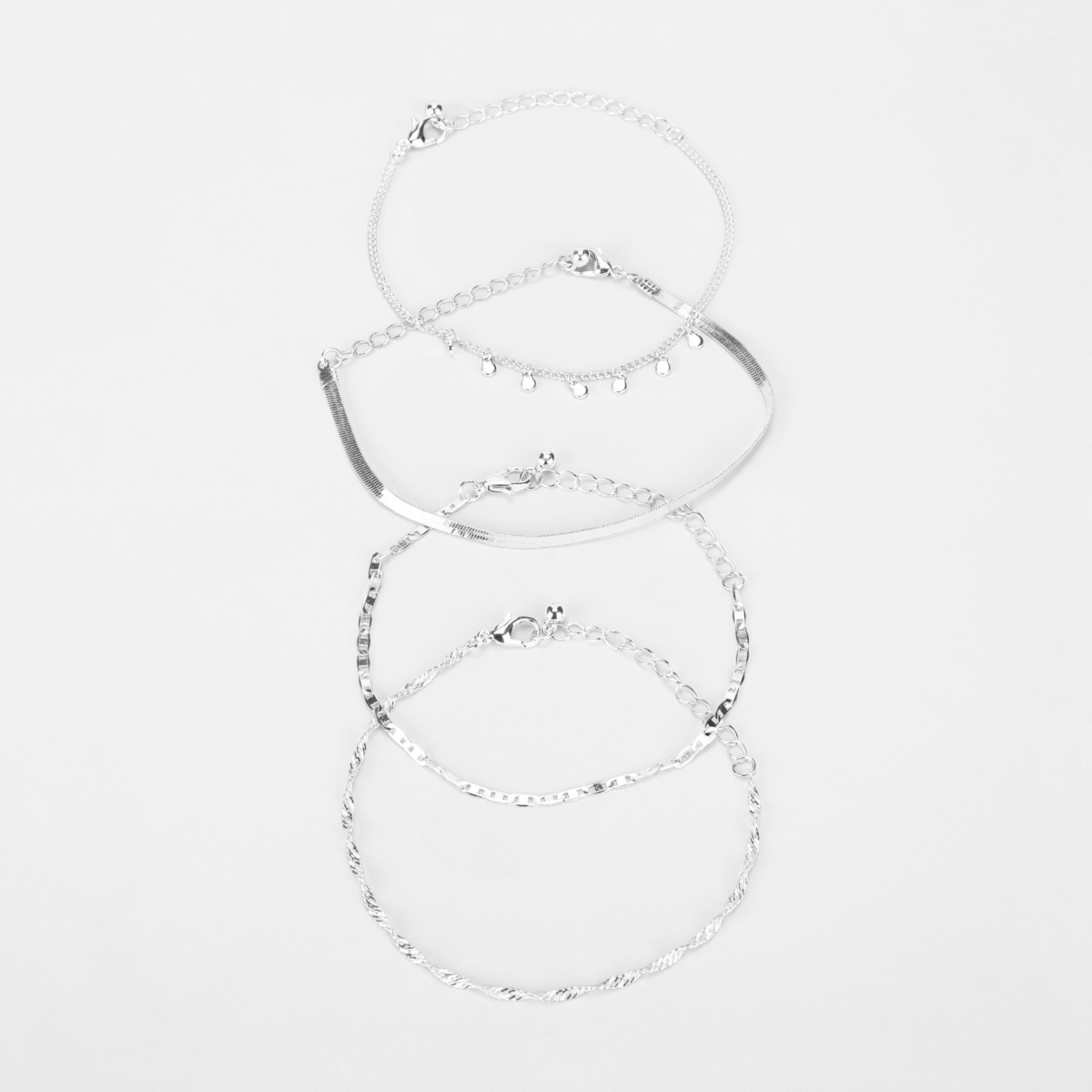 4 Pack Wrist Stacking Bracelets - Silver Tone - Kmart