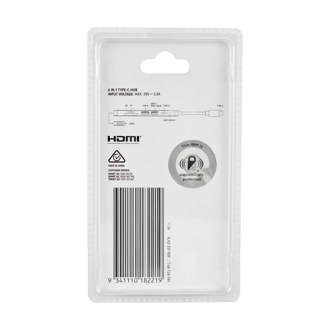 6in1 Type C Hub Kmart