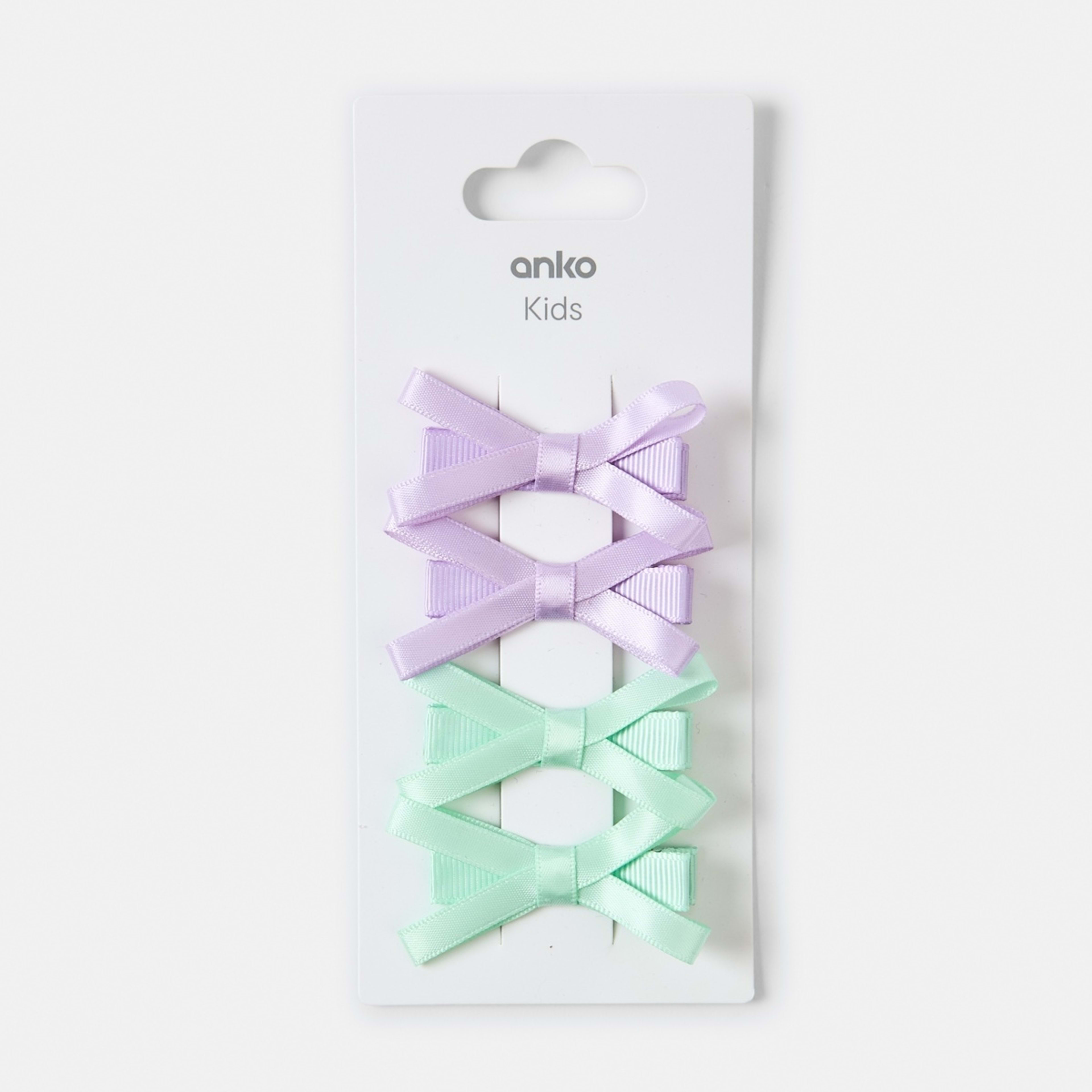 3 4 Pack Green and Purple Satin Bow Hair Clips, 3 of 3
