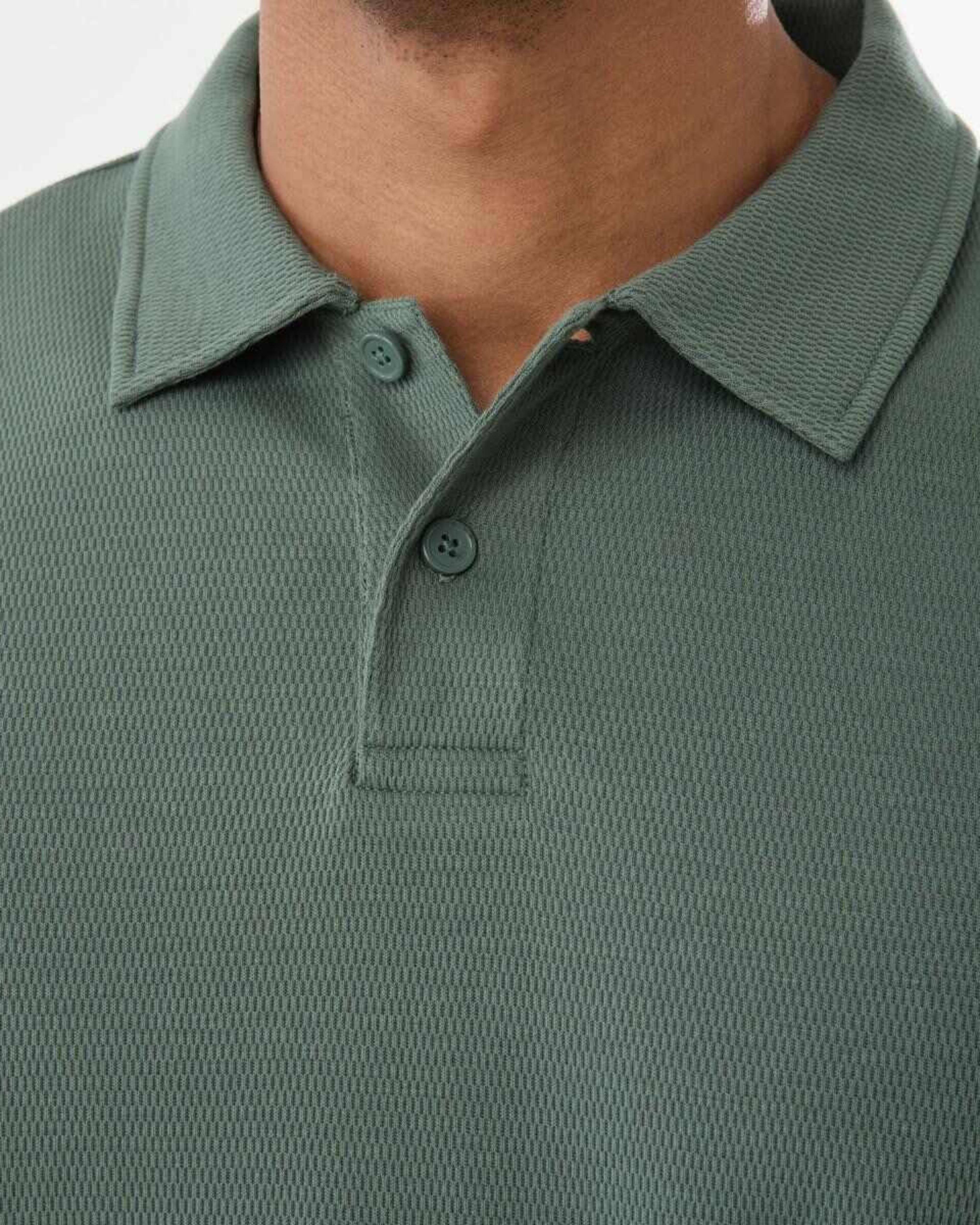5 Textured Polo Shirt AGAVE, 5 of 5