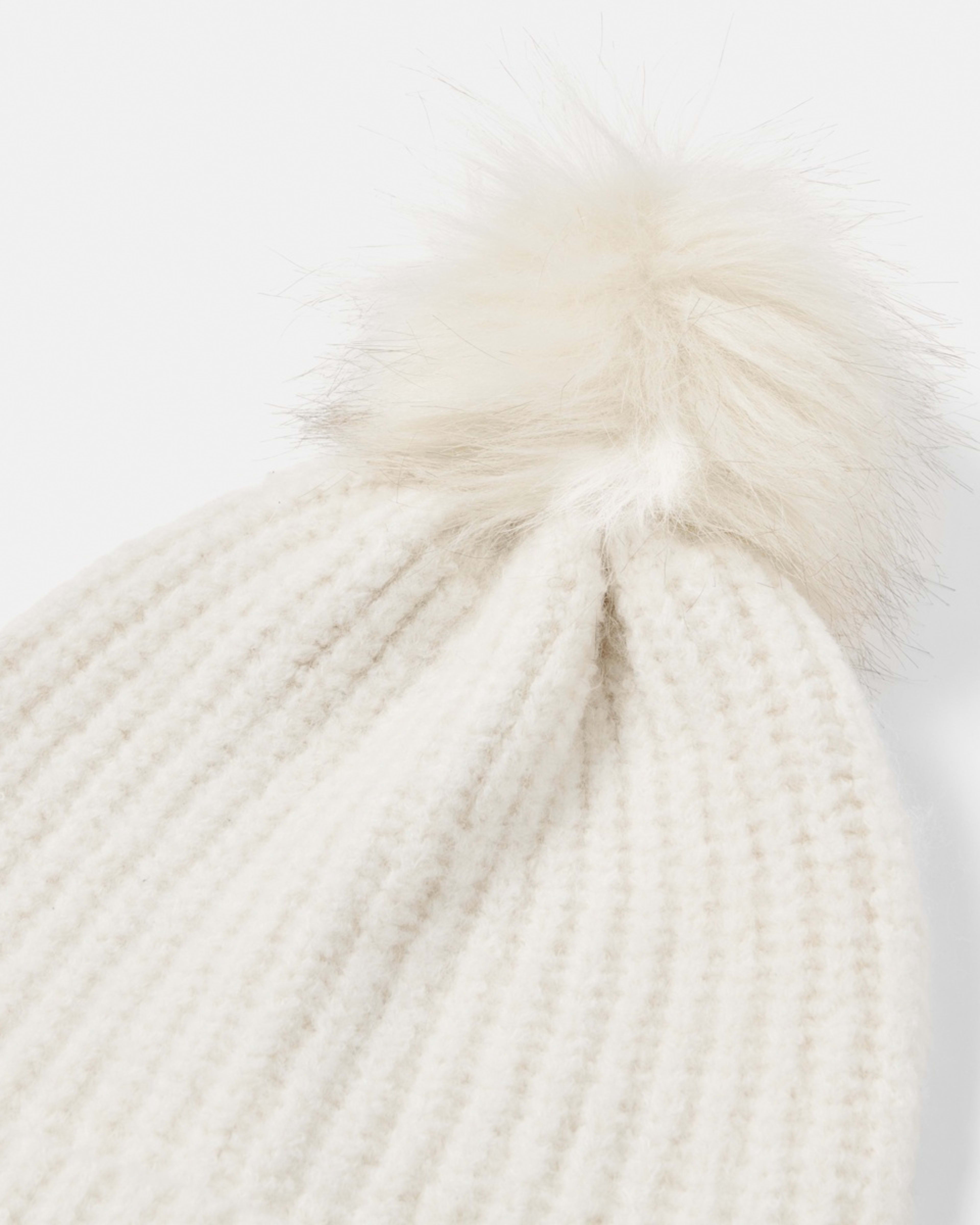 3 Rib Pom Pom Beanie Ecru, 3 of 5