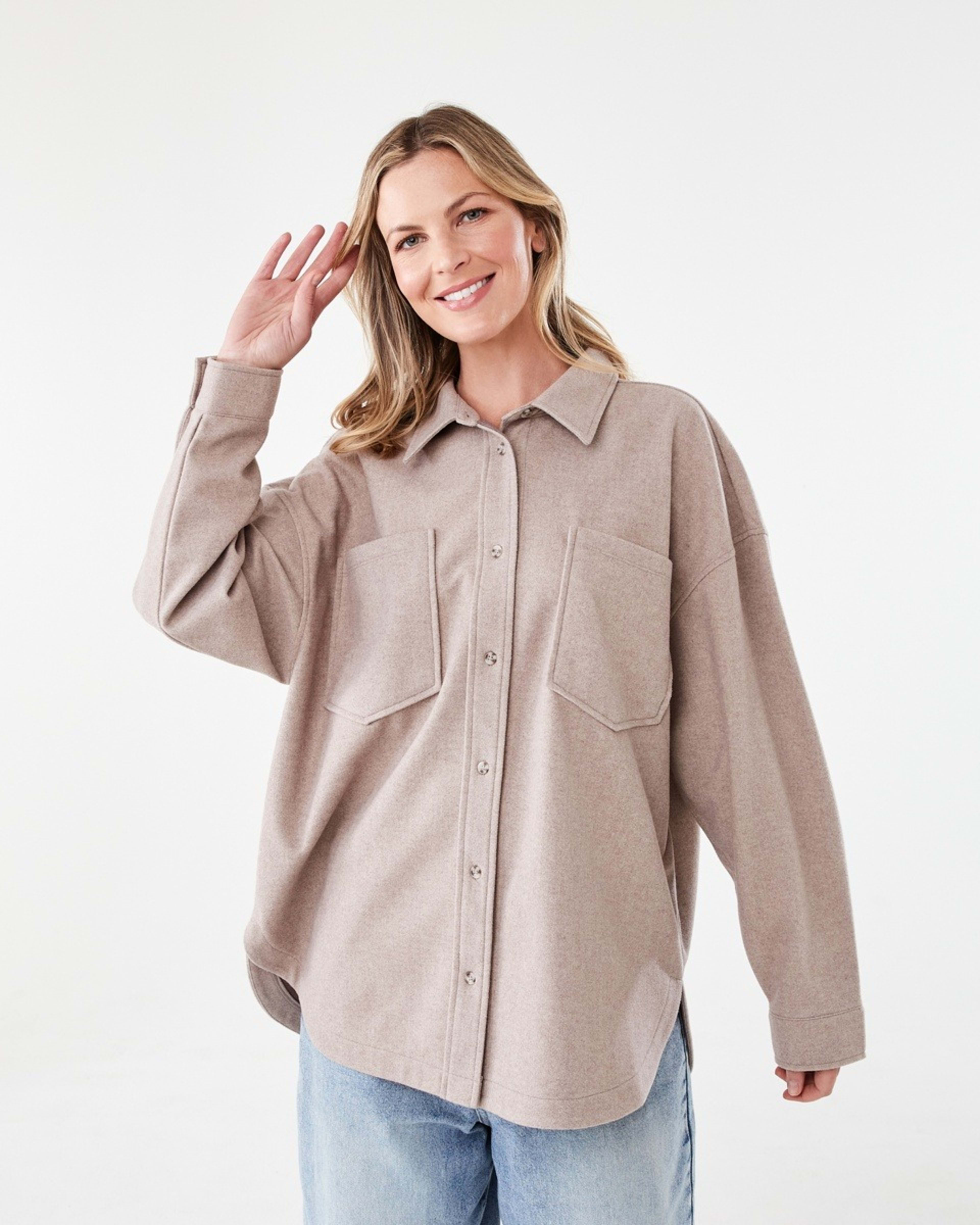 1 Long Sleeve Soft Touch Shirt Taupe Mrl, 1 of 7