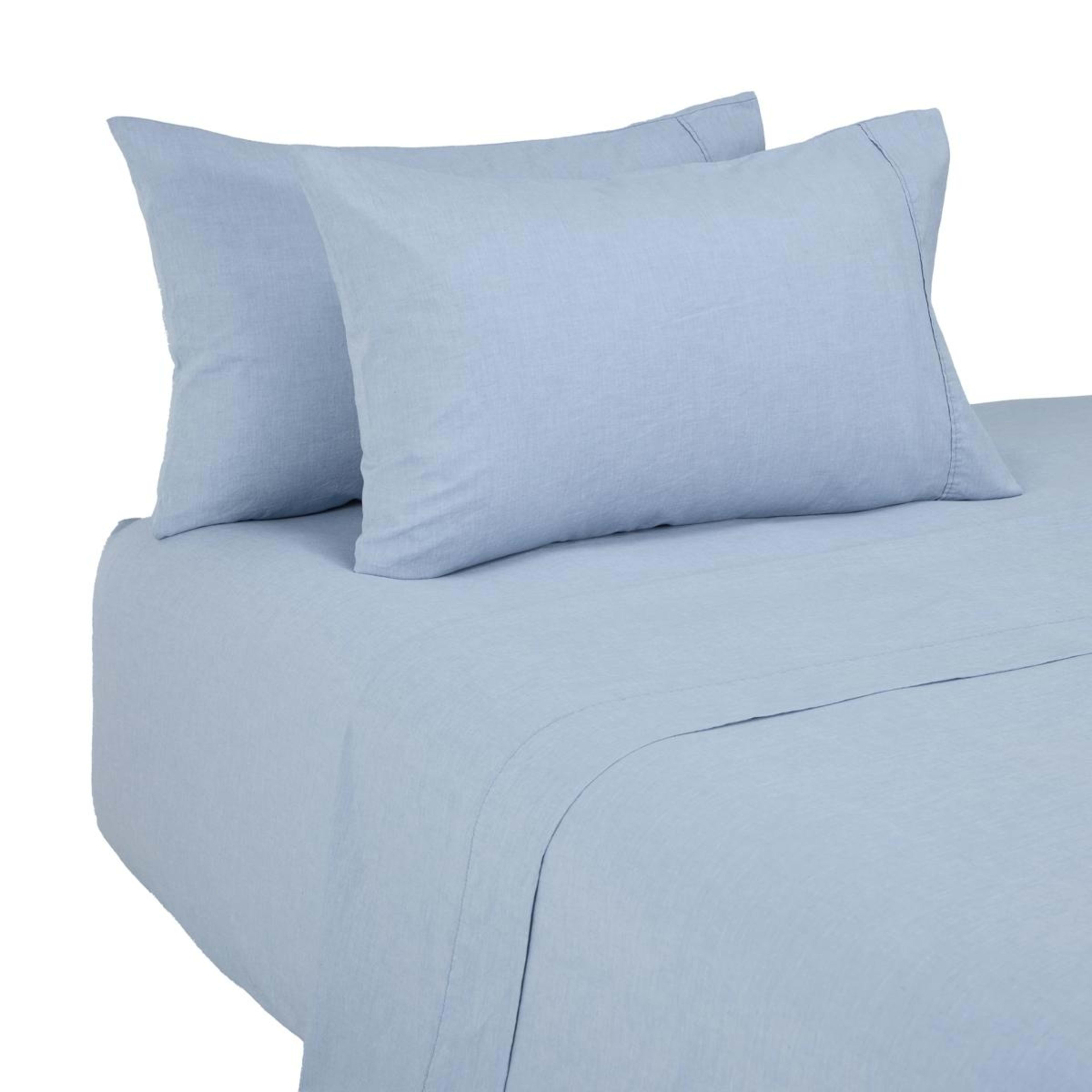5 Stonewashed Chambray Cotton Sheet Set - Double Bed, Denim, 5 of 7
