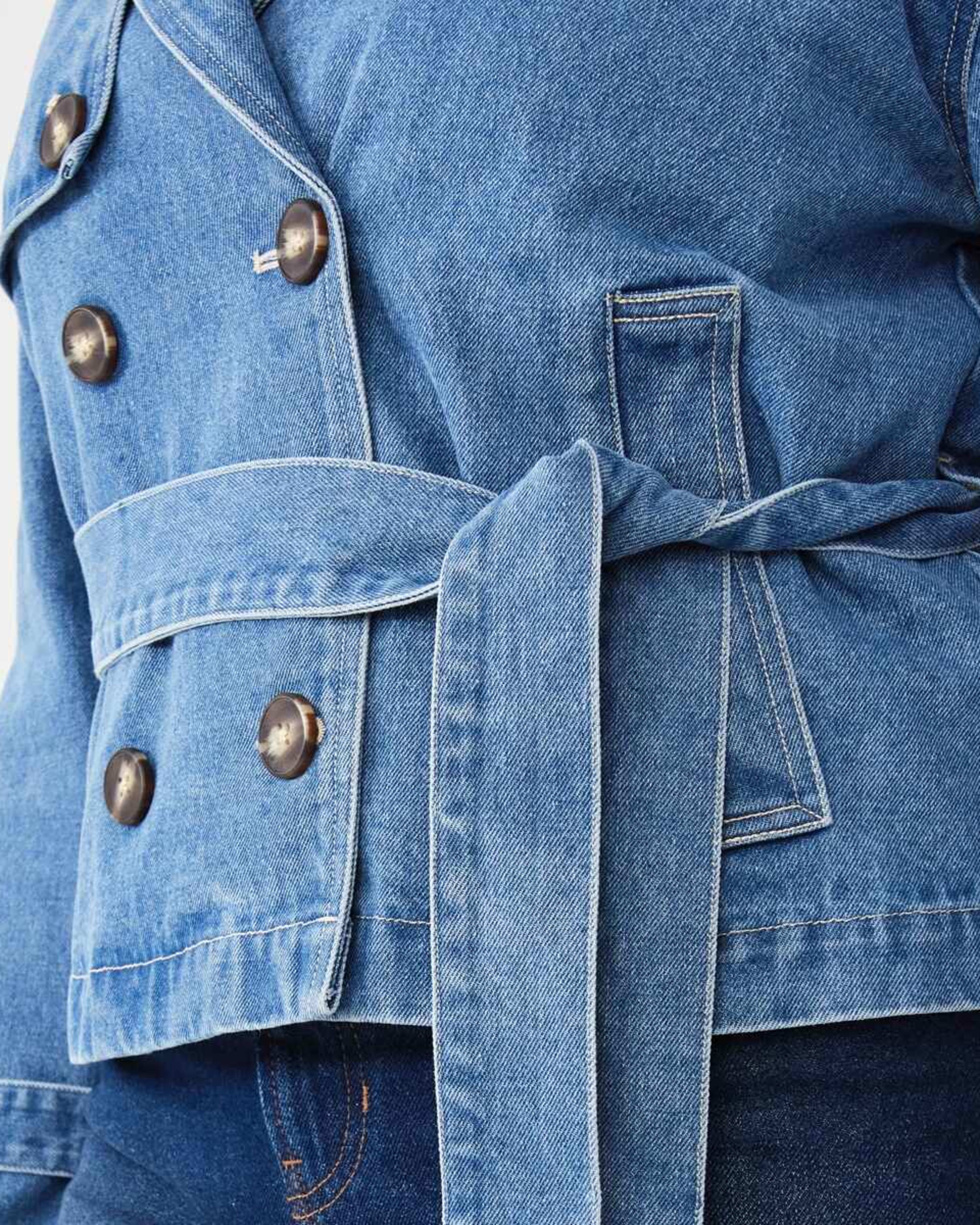 7 Denim Crop Trench Mid Wash, 7 of 10