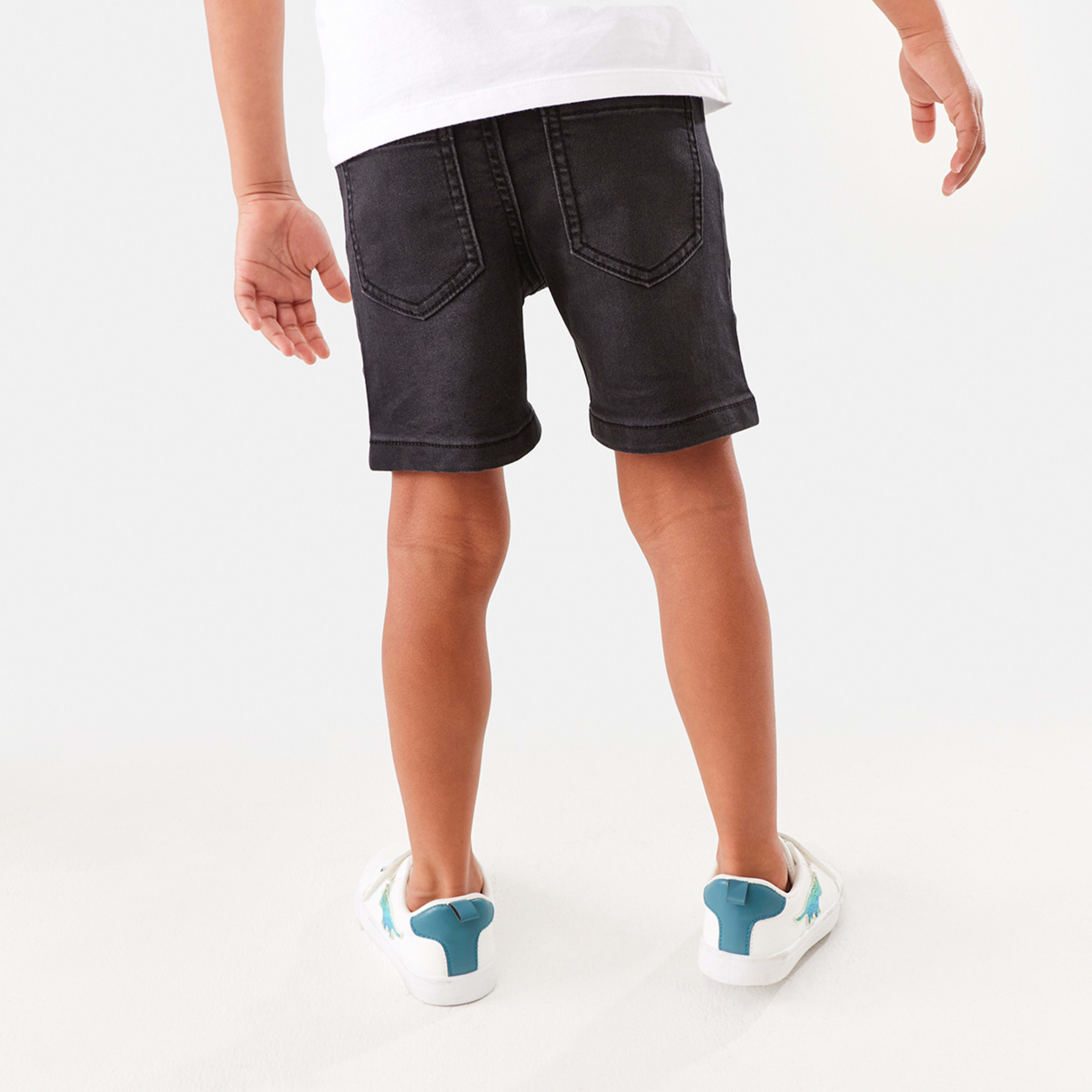 2 Knit Denim Shorts Black Wash, 2 of 7