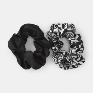 2 Pack Oversized Hair Scrunchies - Black and White