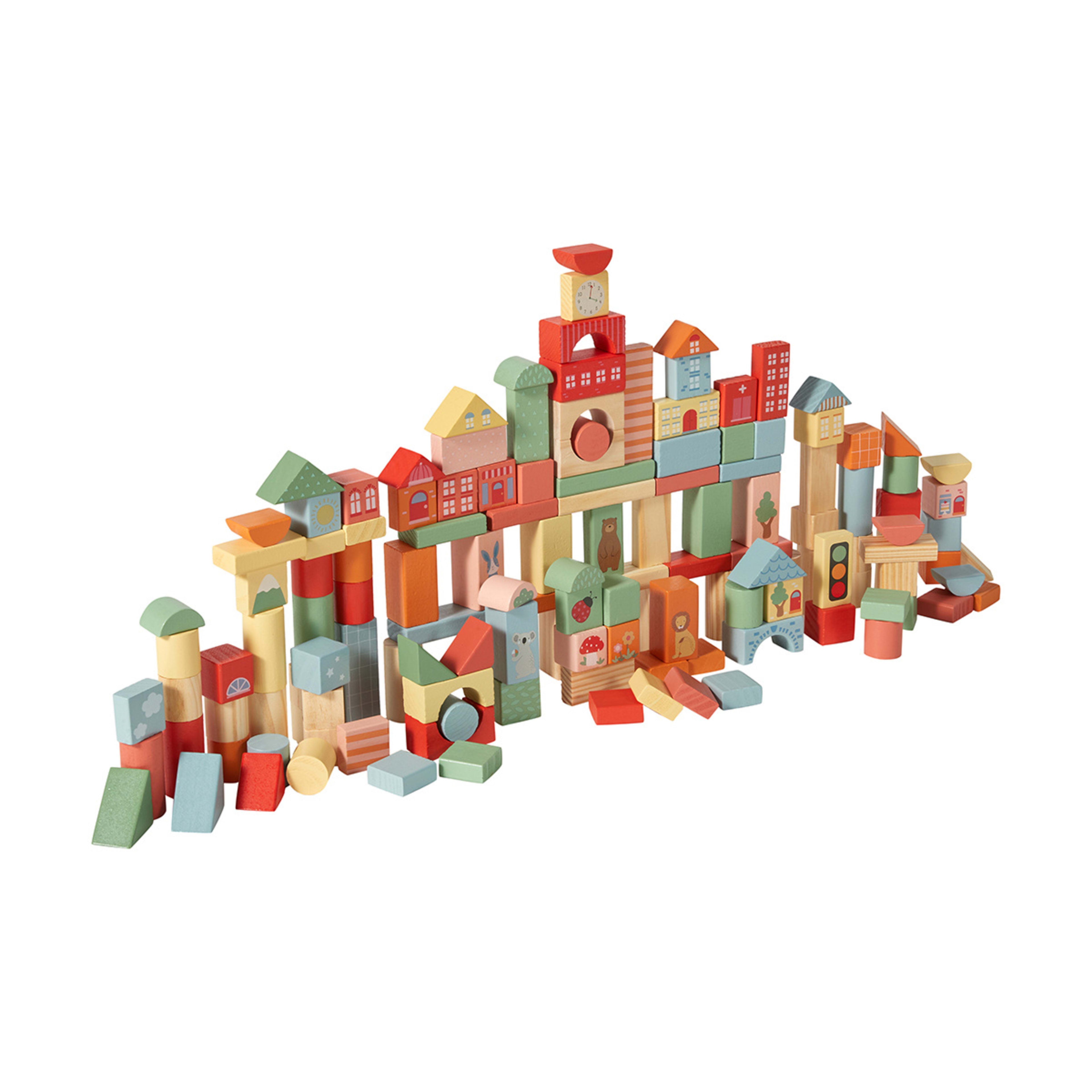 200 Piece Wooden Blocks with Shape Sorting Lid Playset Kmart