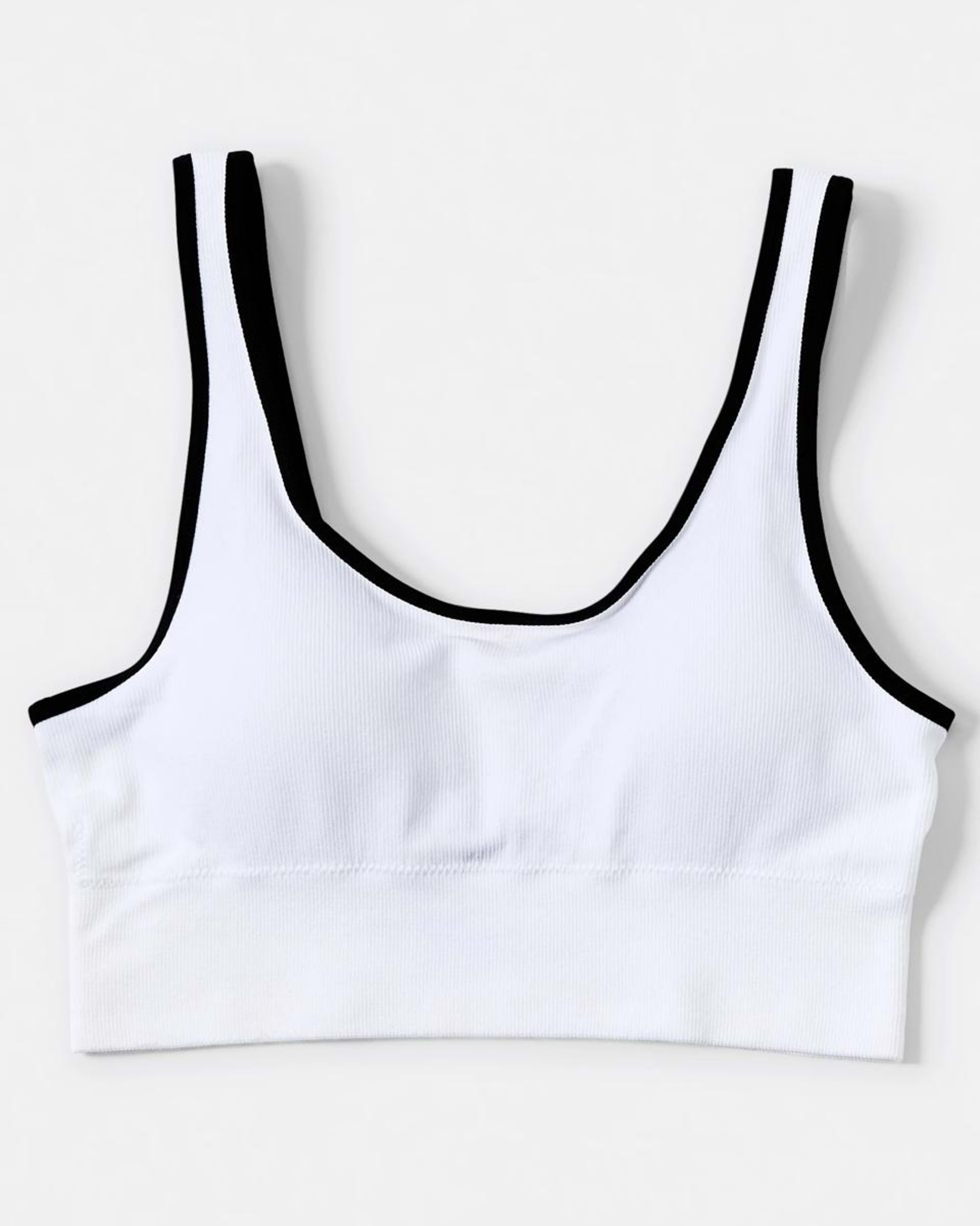 3 2 Pack Wirefree Seamfree Trim Crop Top WHITE, BLACK, 3 of 9