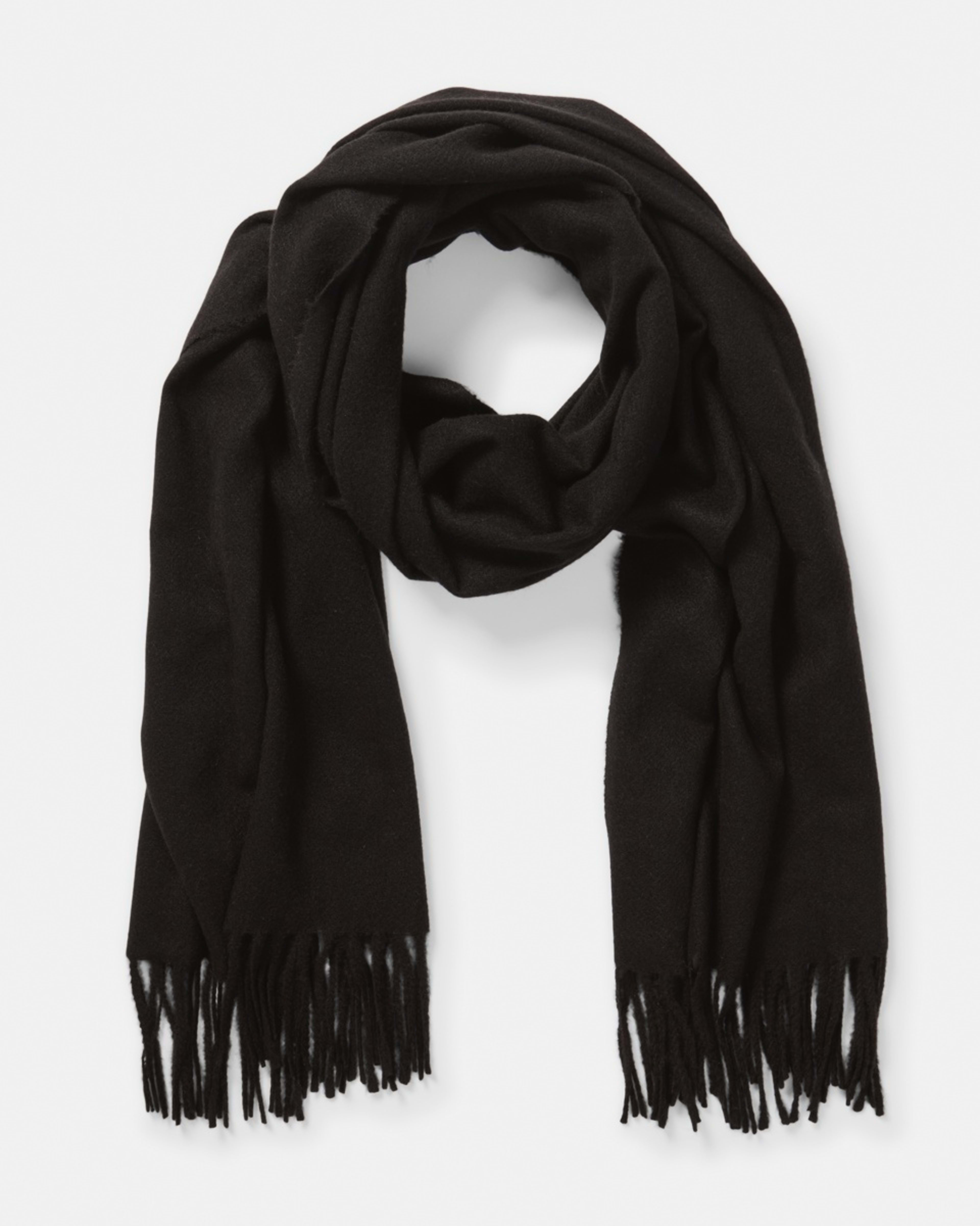 1 Brushed Wrap Scarf Black, 1 of 3