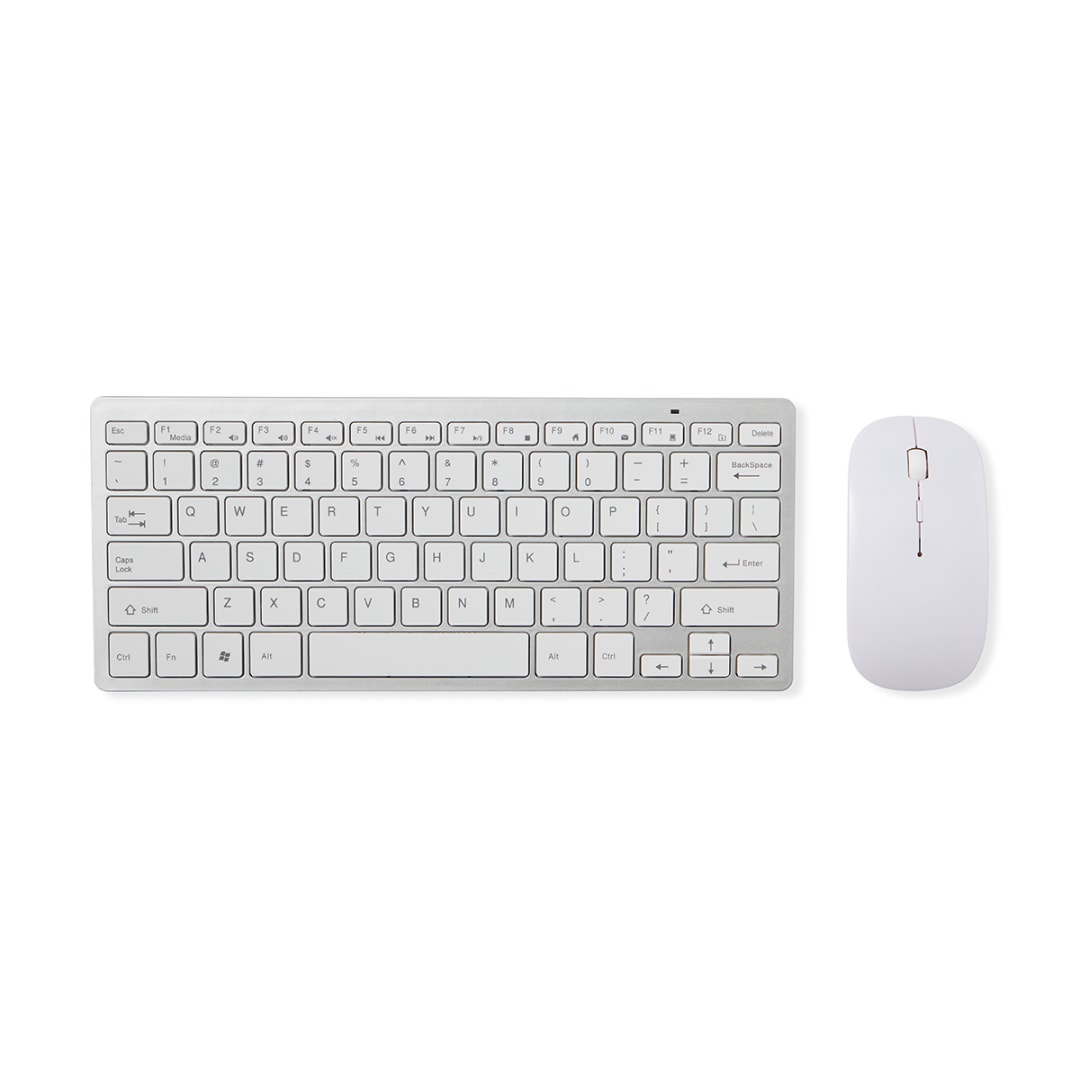 Wireless Keyboard and Mouse Combo White and Silver Kmart