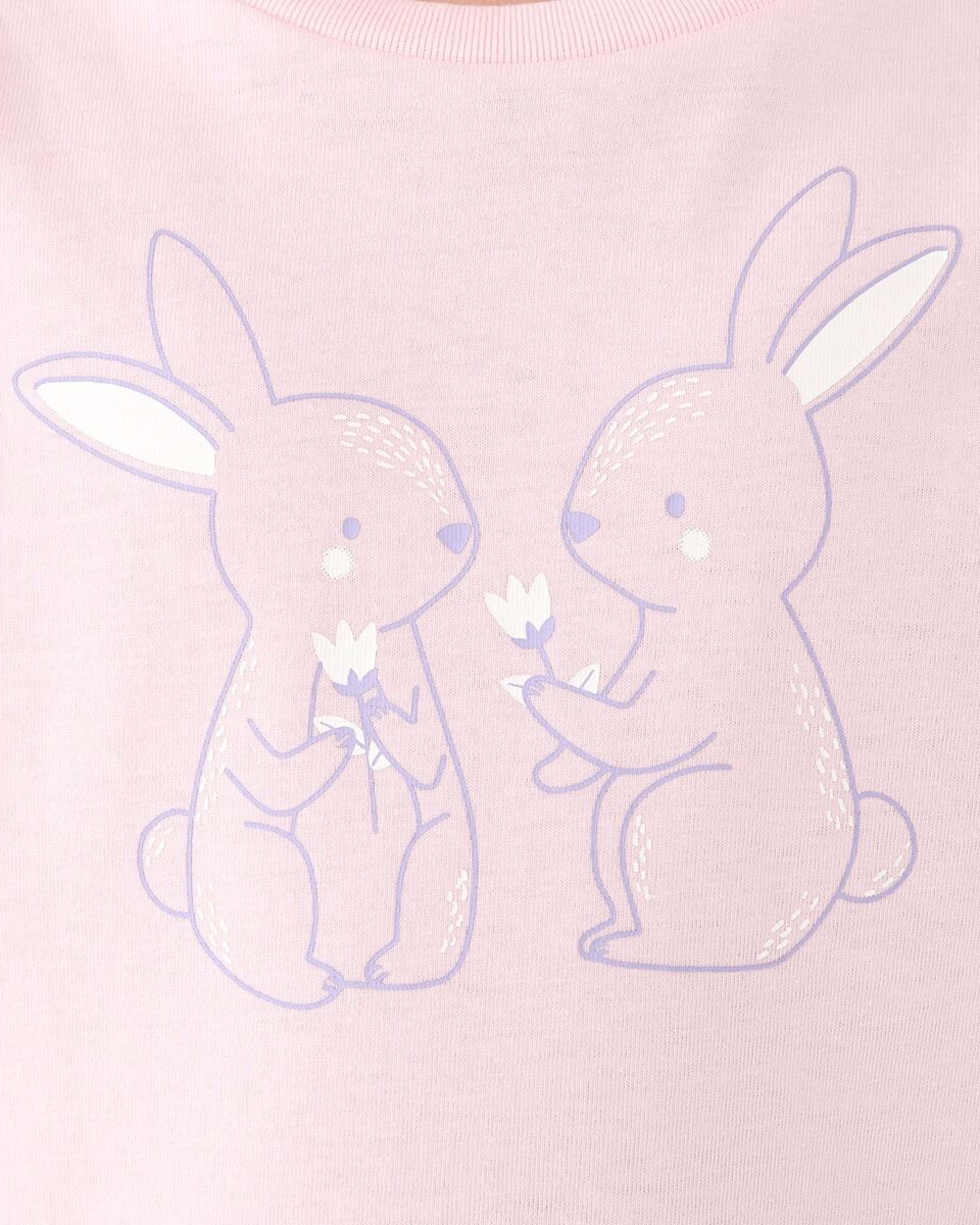 4 Knit Pyjama Set Pnk Bunny, 4 of 8