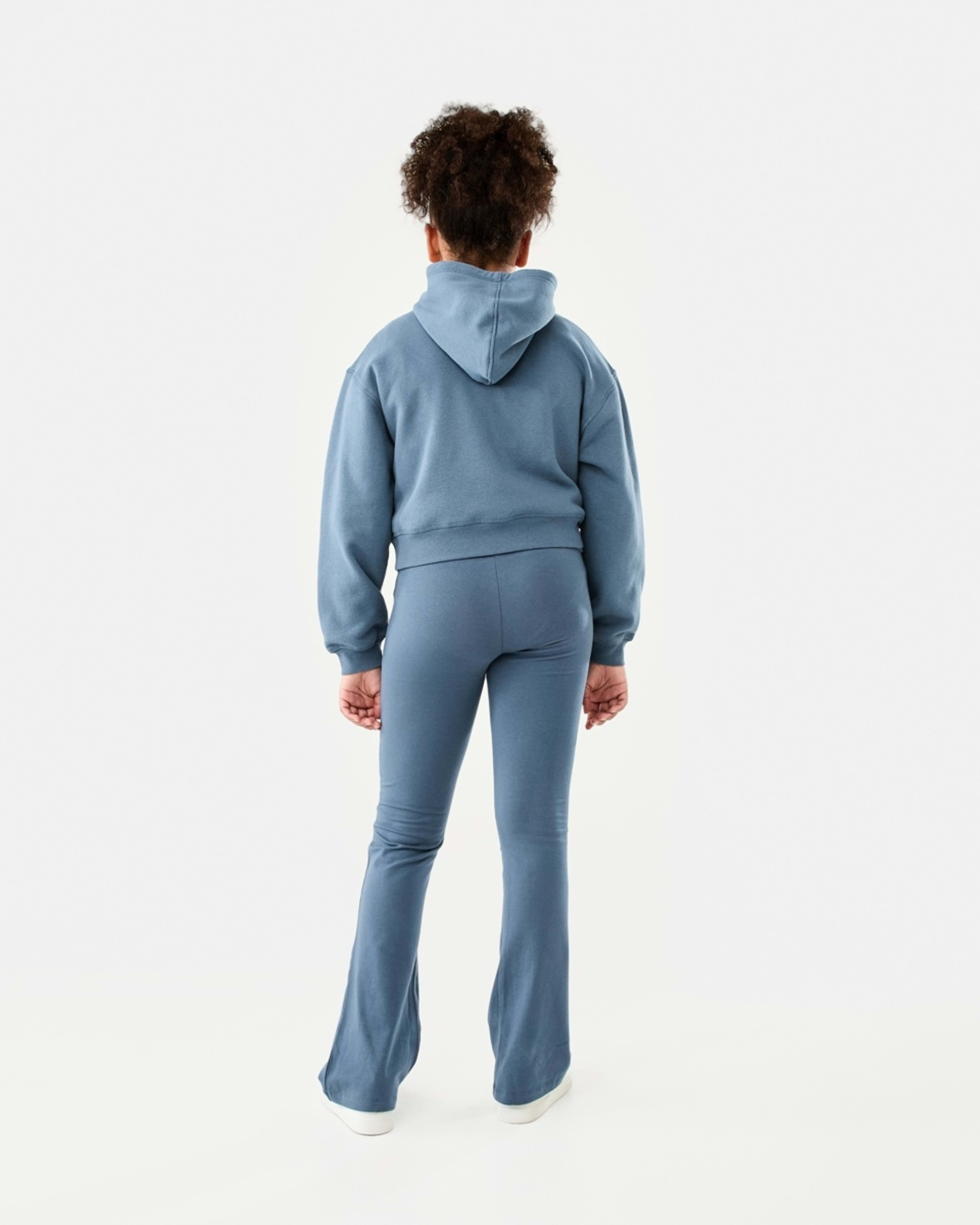 7 Cropped Print Zip Through Hoodie East Coast Washed Denim Blue, 7 of 9