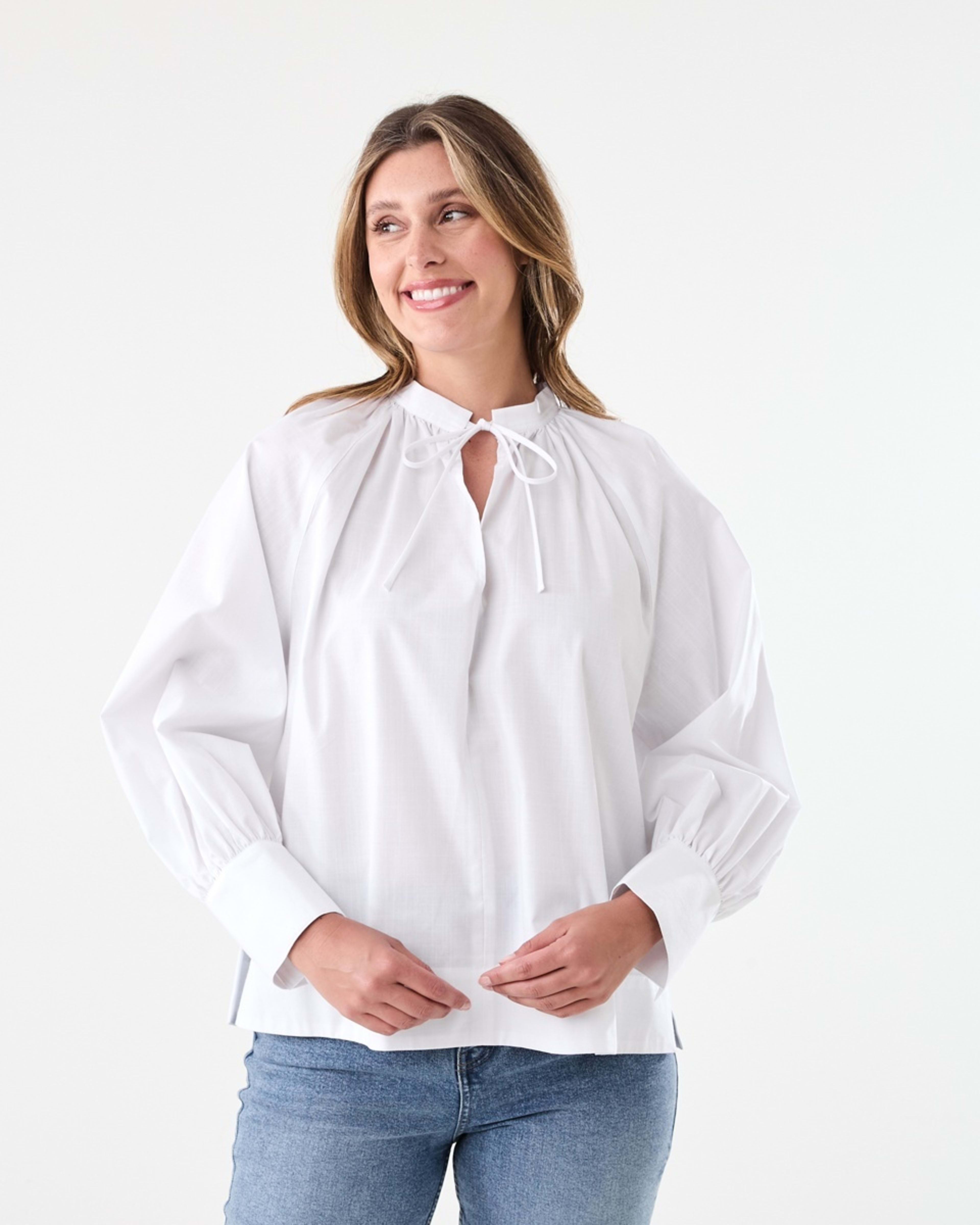 1 Long Sleeve Poet Blouse White, 1 of 6
