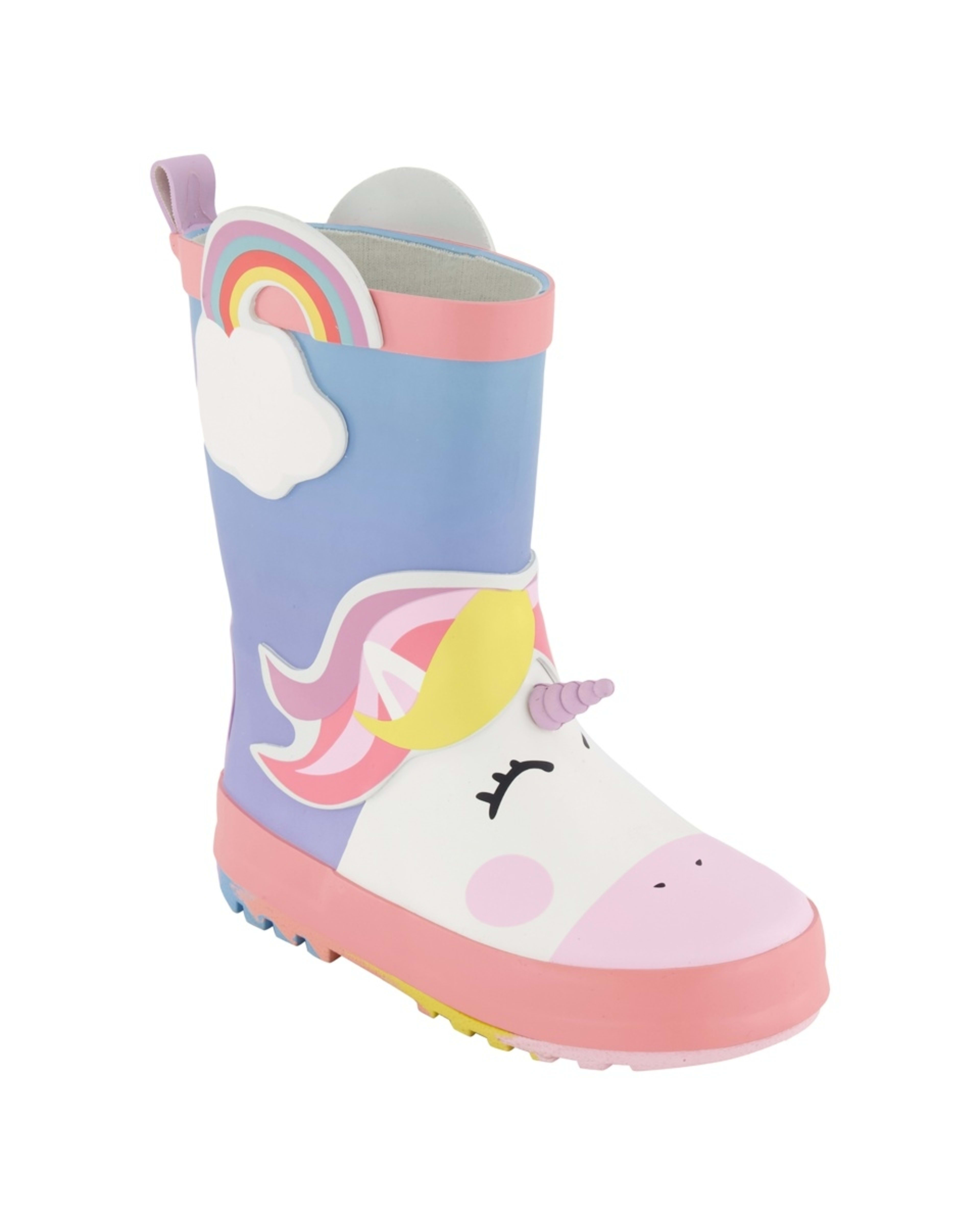 1 Junior Novelty Rainboots Unicorn Flower Field Pink Ombre