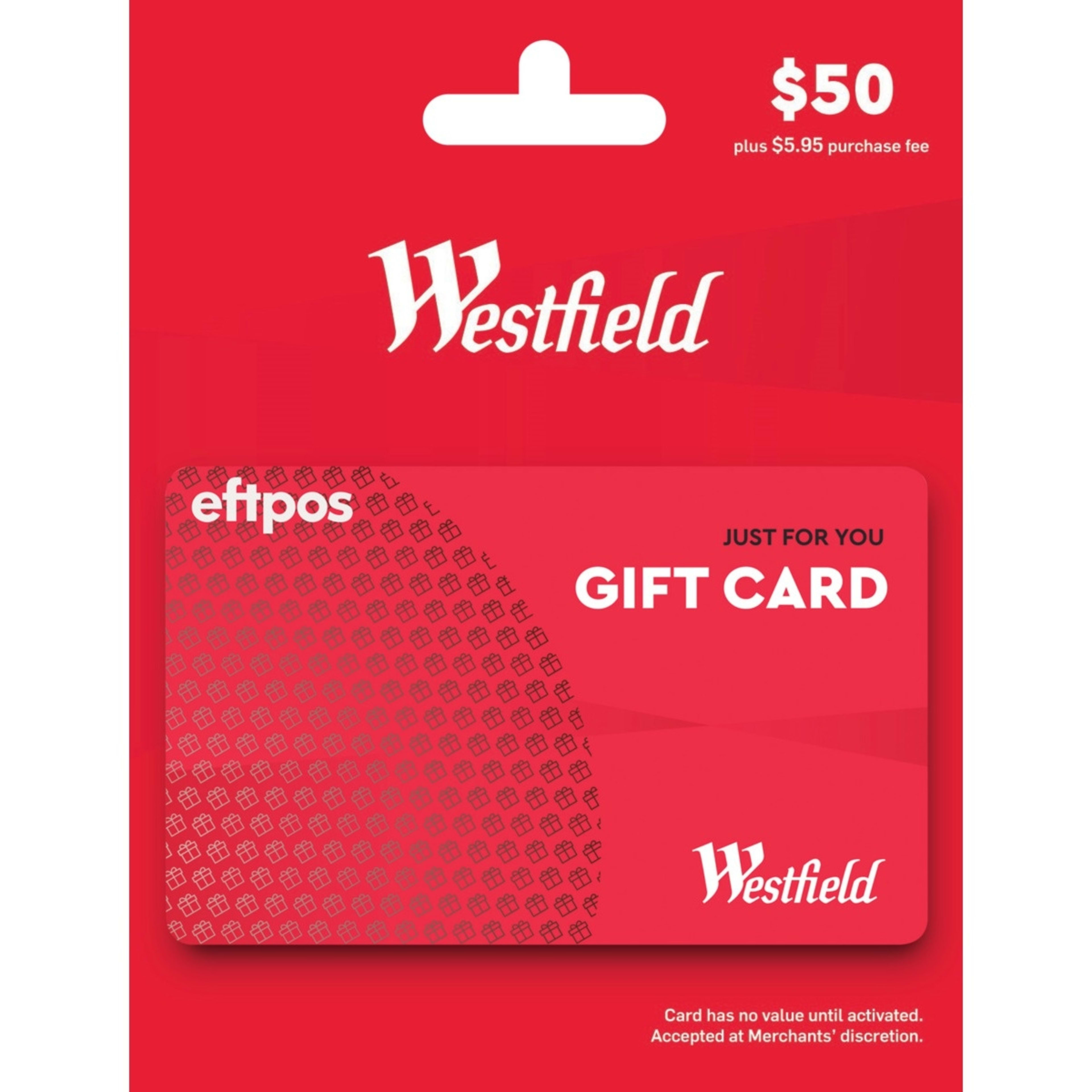 1 Westfield eftpos Just For You $50 Gift Card