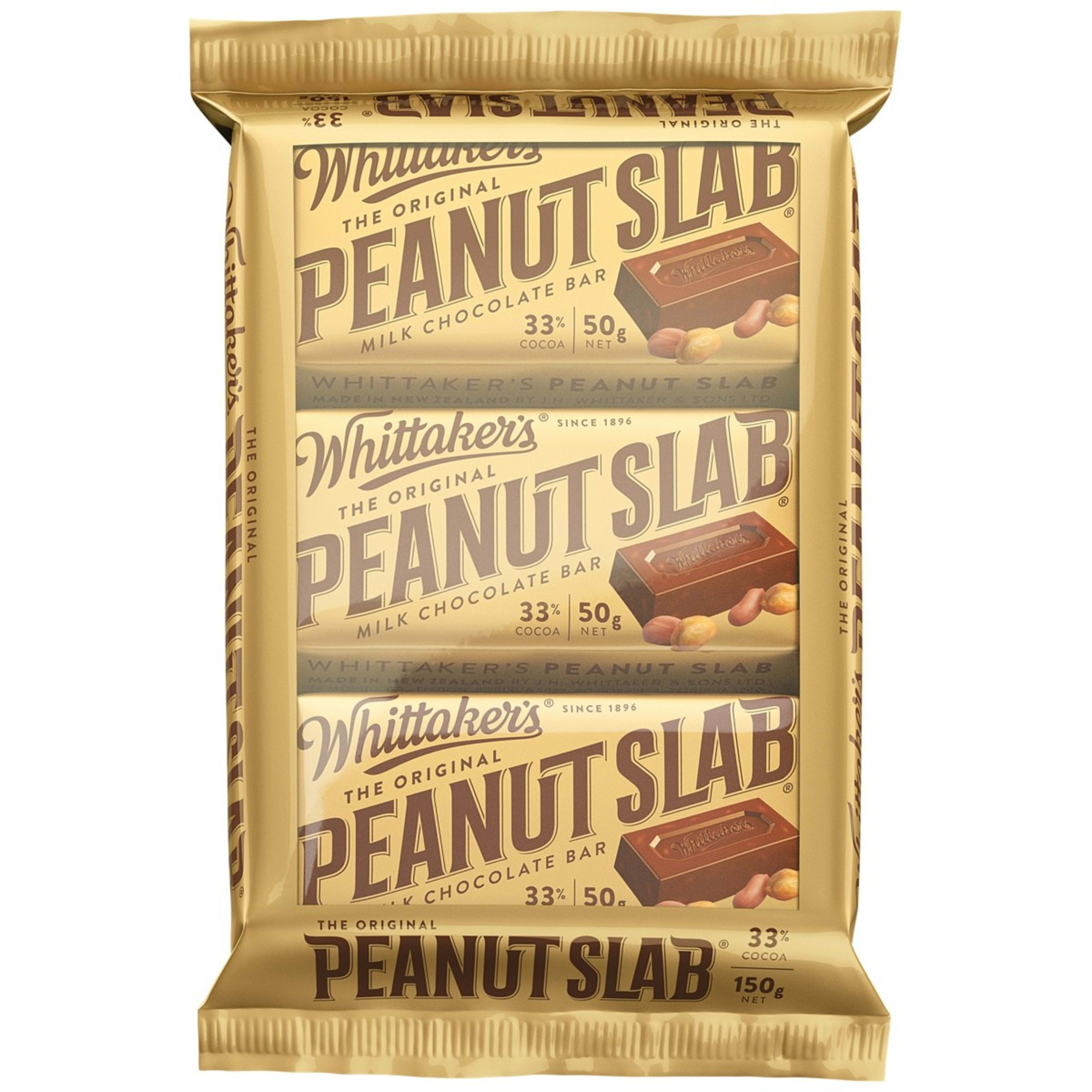 1 Whittaker's 3 Pack The Original Peanut Slab Milk Chocolate Bar 150g
