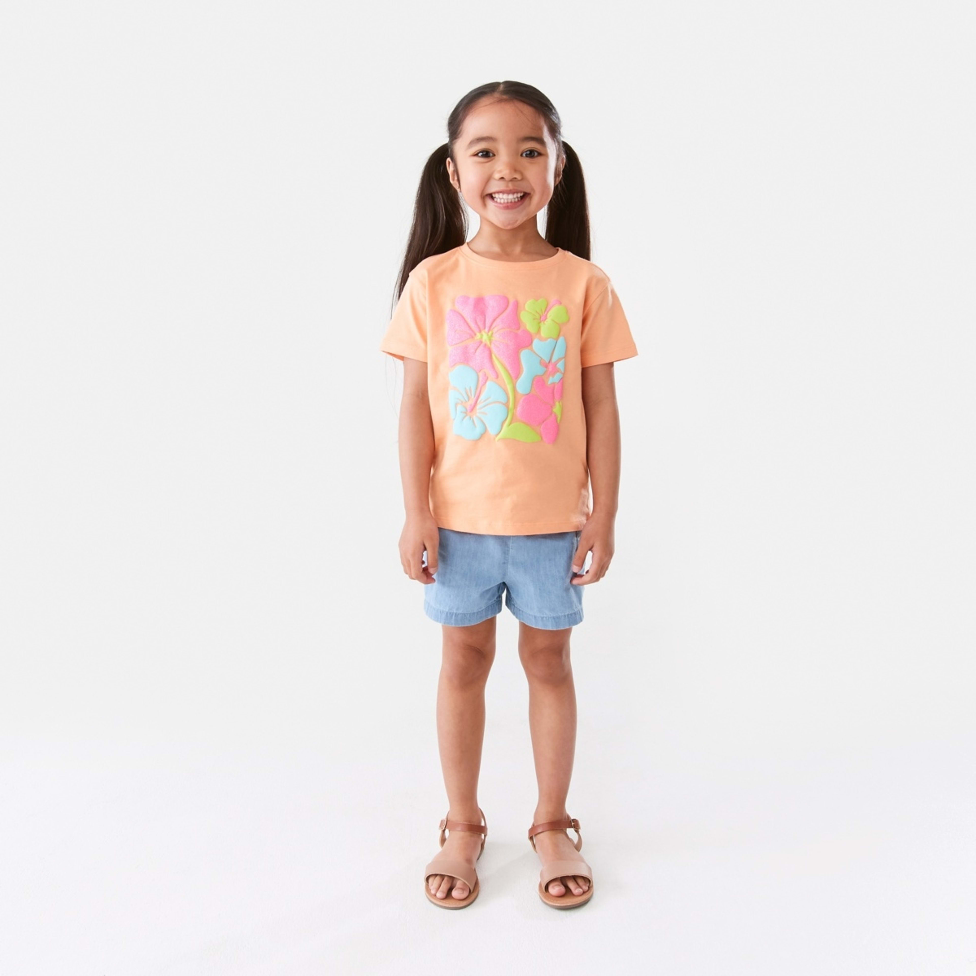 5 Short Sleeve Placement Print T-shirt Org Flower, 5 of 9