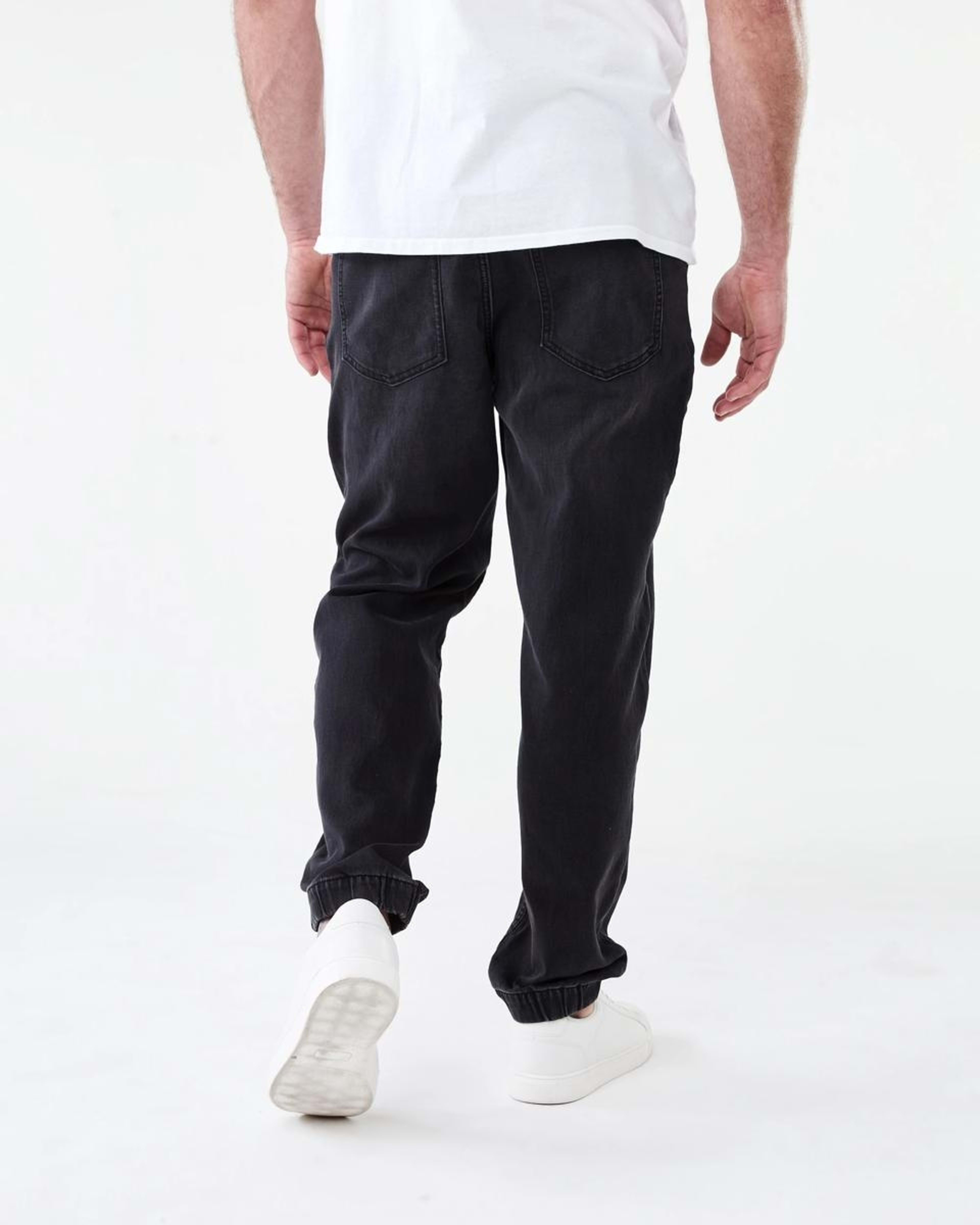 3 Cuffed Denim Joggers Black Wash, 3 of 5
