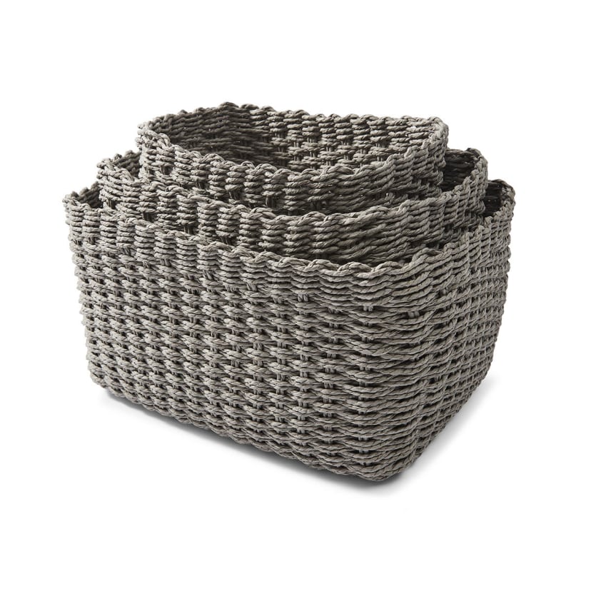 Set of 3 Paper Rope Grey Baskets Kmart
