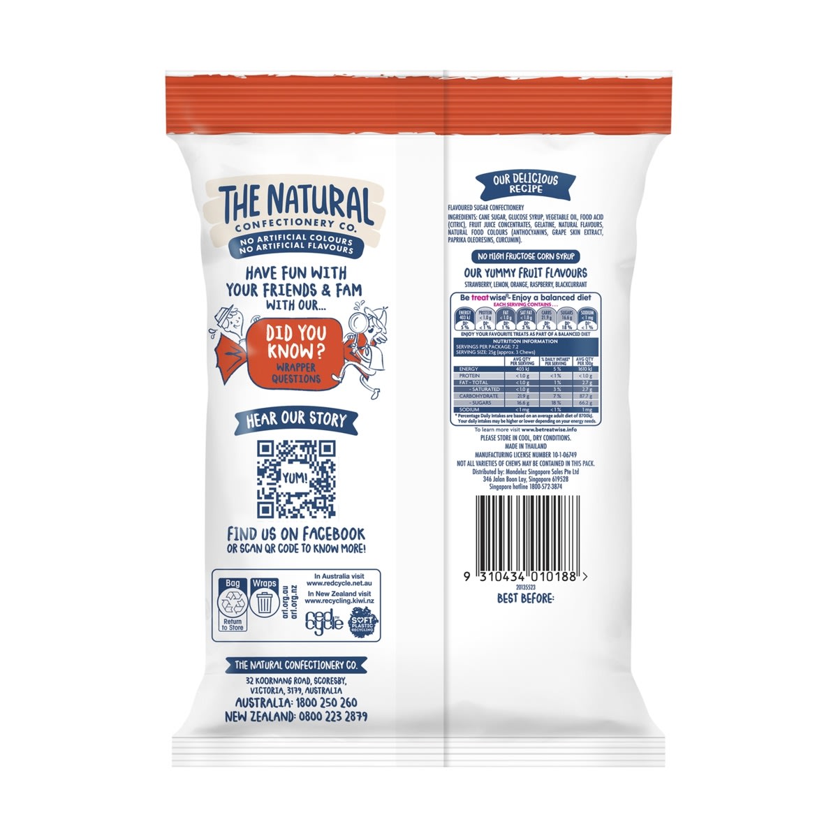 The Natural Confectionery Co Fruity Chews 180g - Kmart