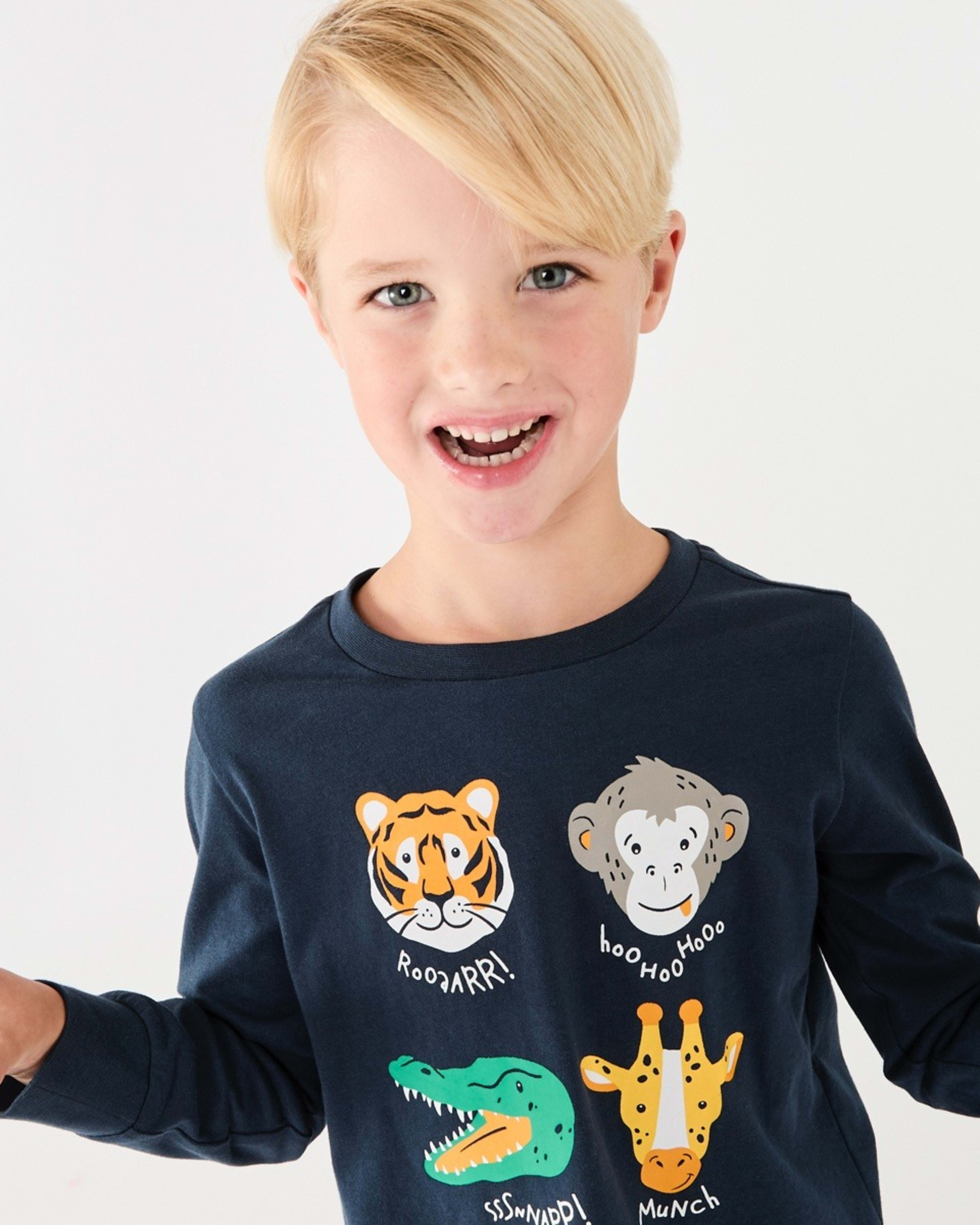 3 Jersey Pyjama Set Nvy Animal, 3 of 10