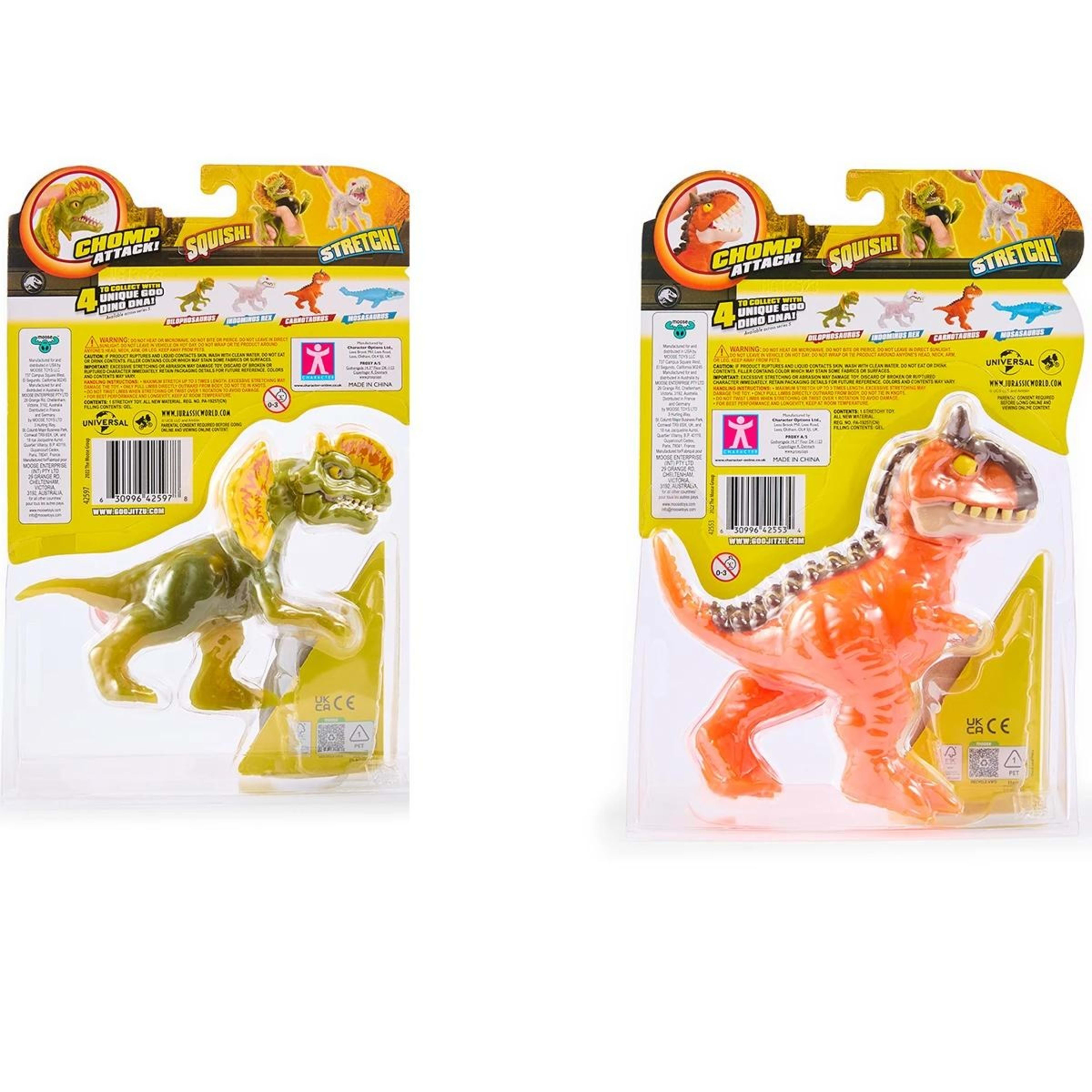6 Heroes of Goo Jit Zu Jurassic World with Chomp Action, Stretches up to 3 Times Its Size - Assorted, 6 of 8