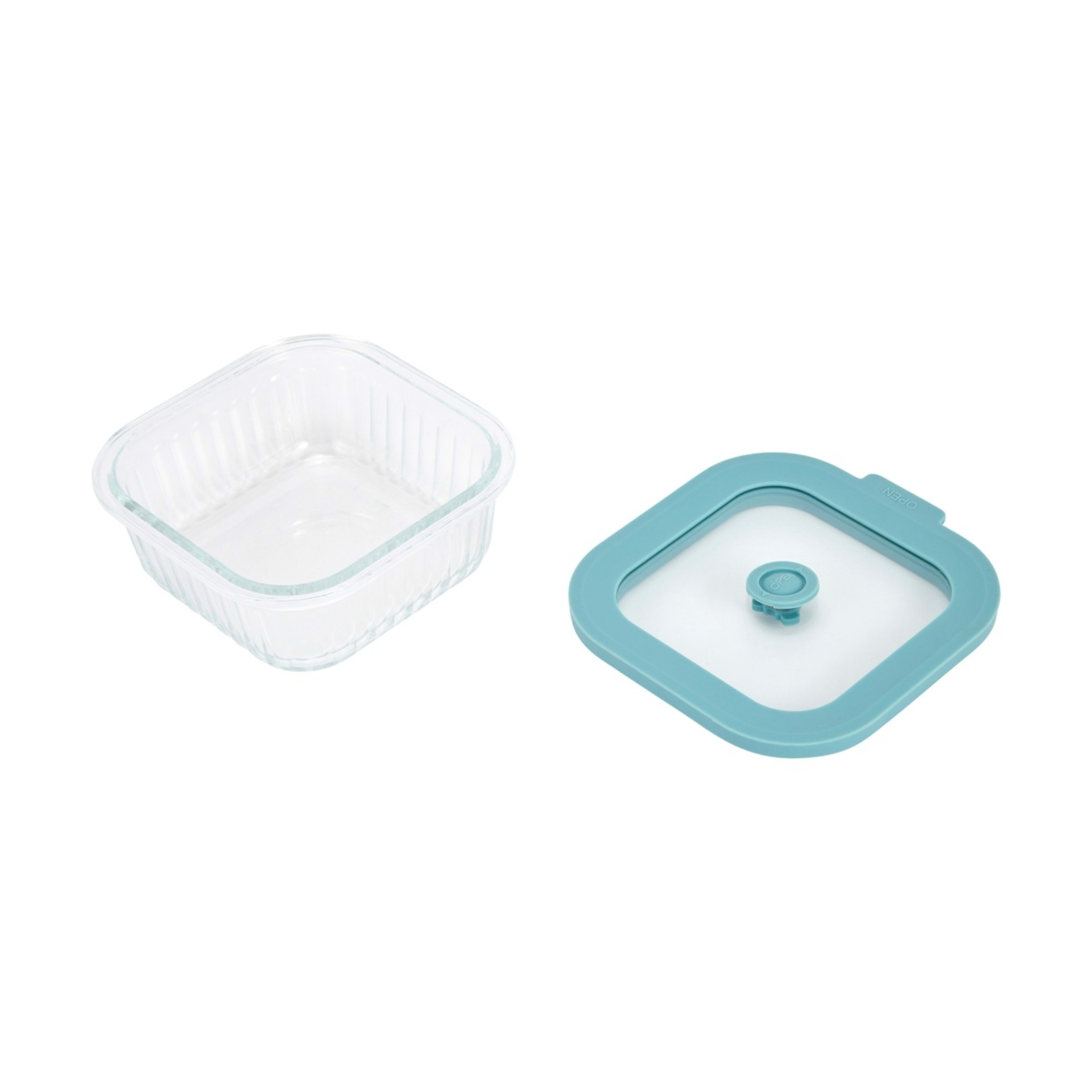 3 500ml Square Ribbed Glass Container, 3 of 4