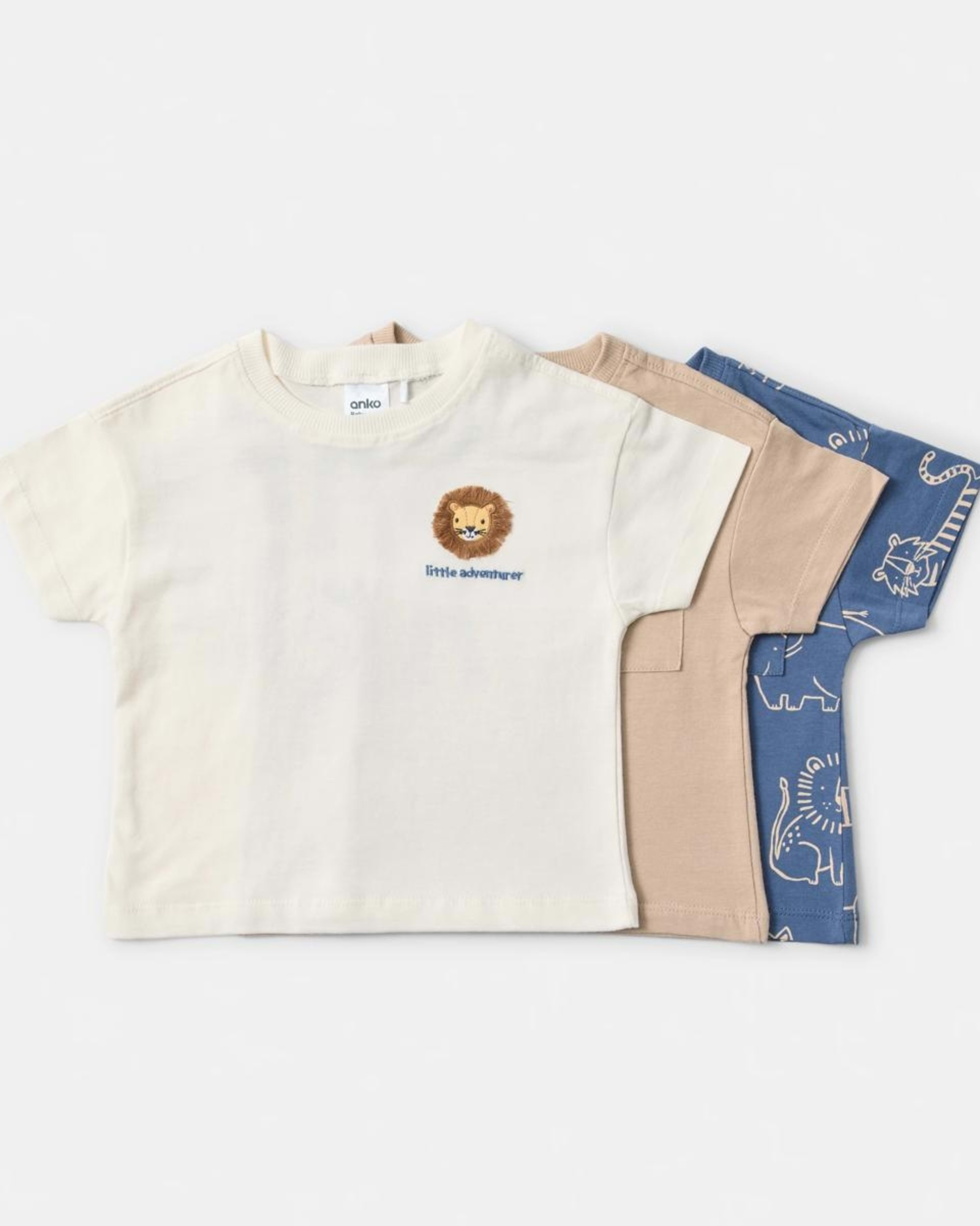 1 3 Pack Short Sleeve T-shirt BROWN LION, 1 of 8