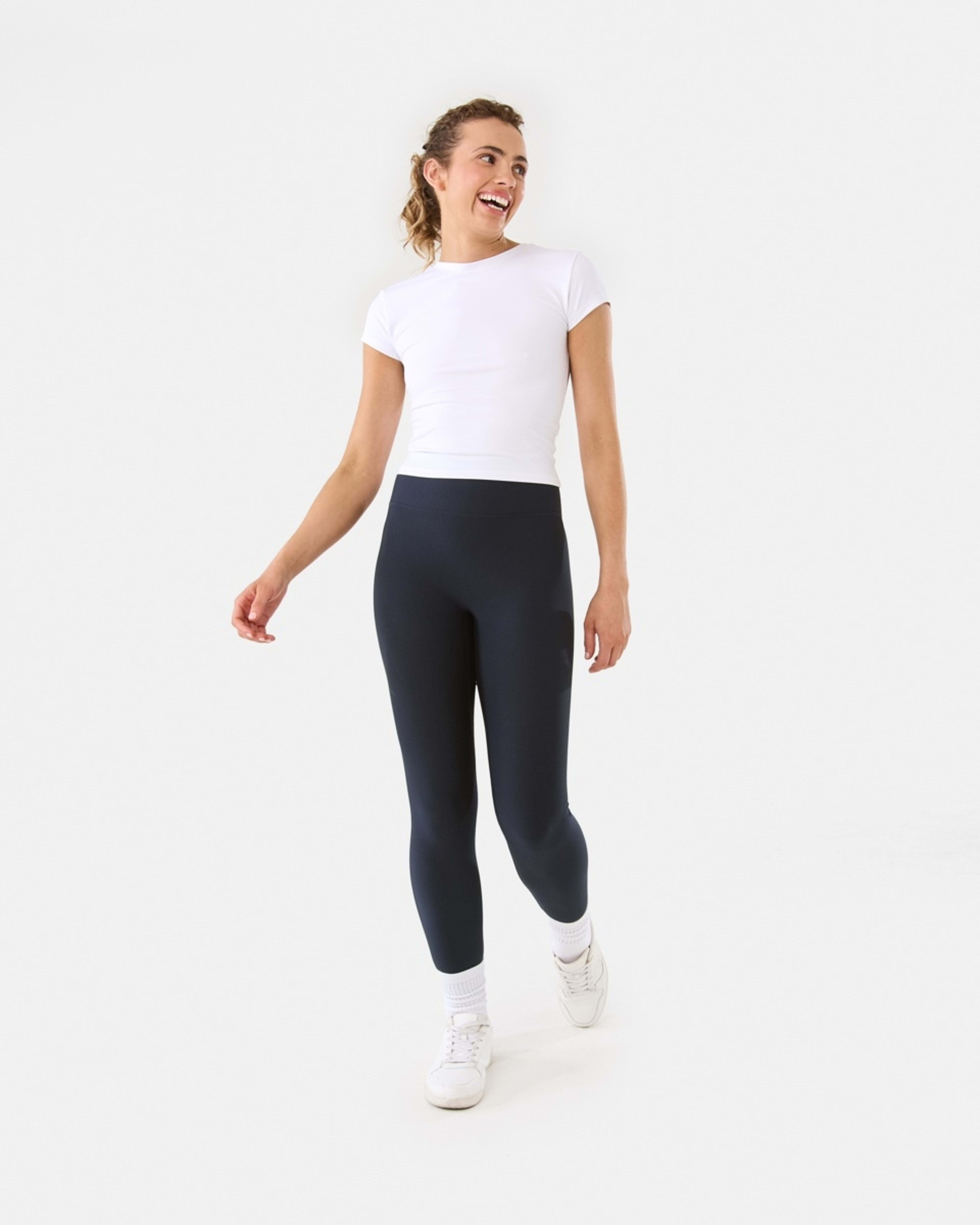 2 Active Womens Rib Leggings SHADE NAVY, 2 of 5