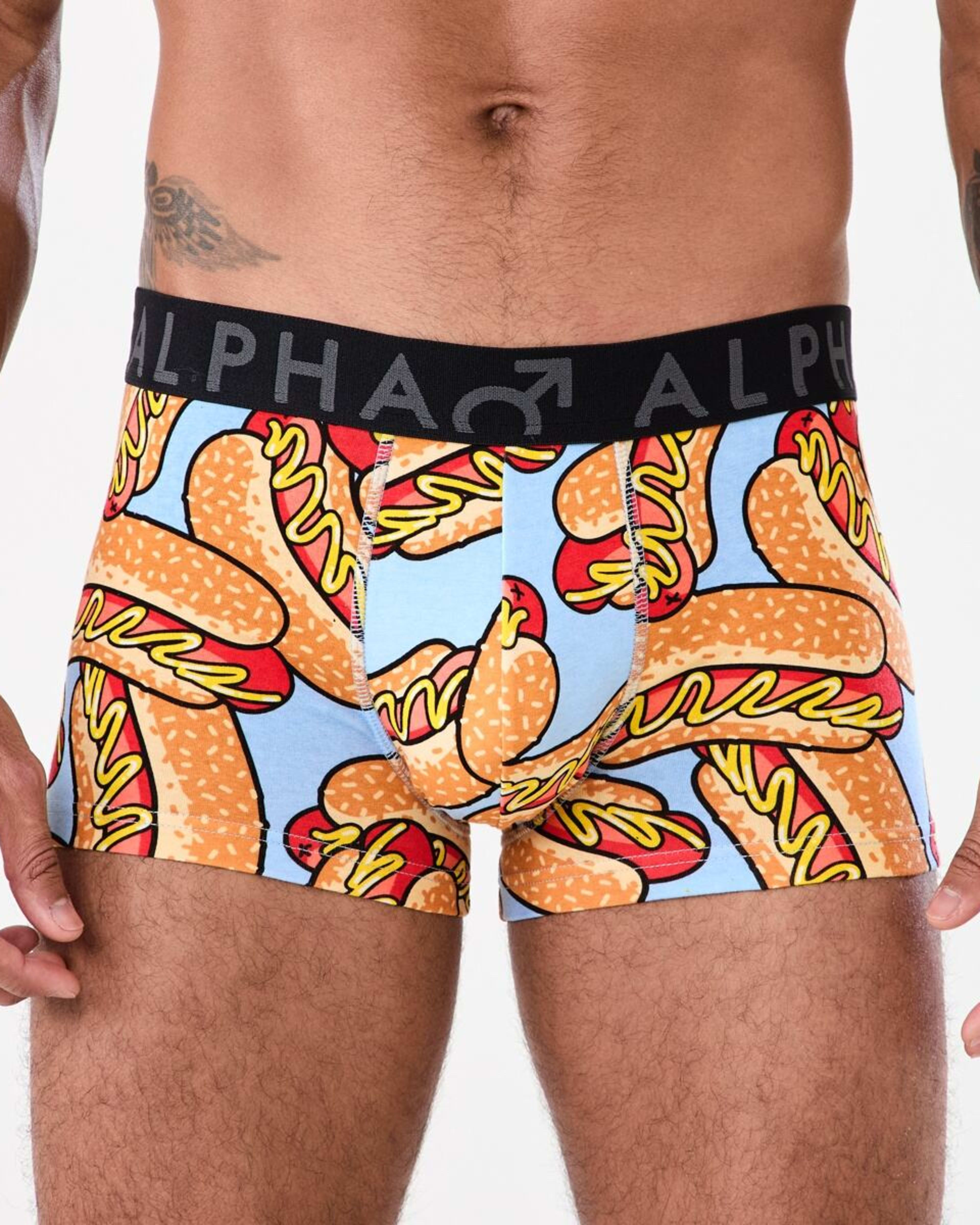4 3 Pack Print Plain Trunks HOT DOGGETY, 4 of 8