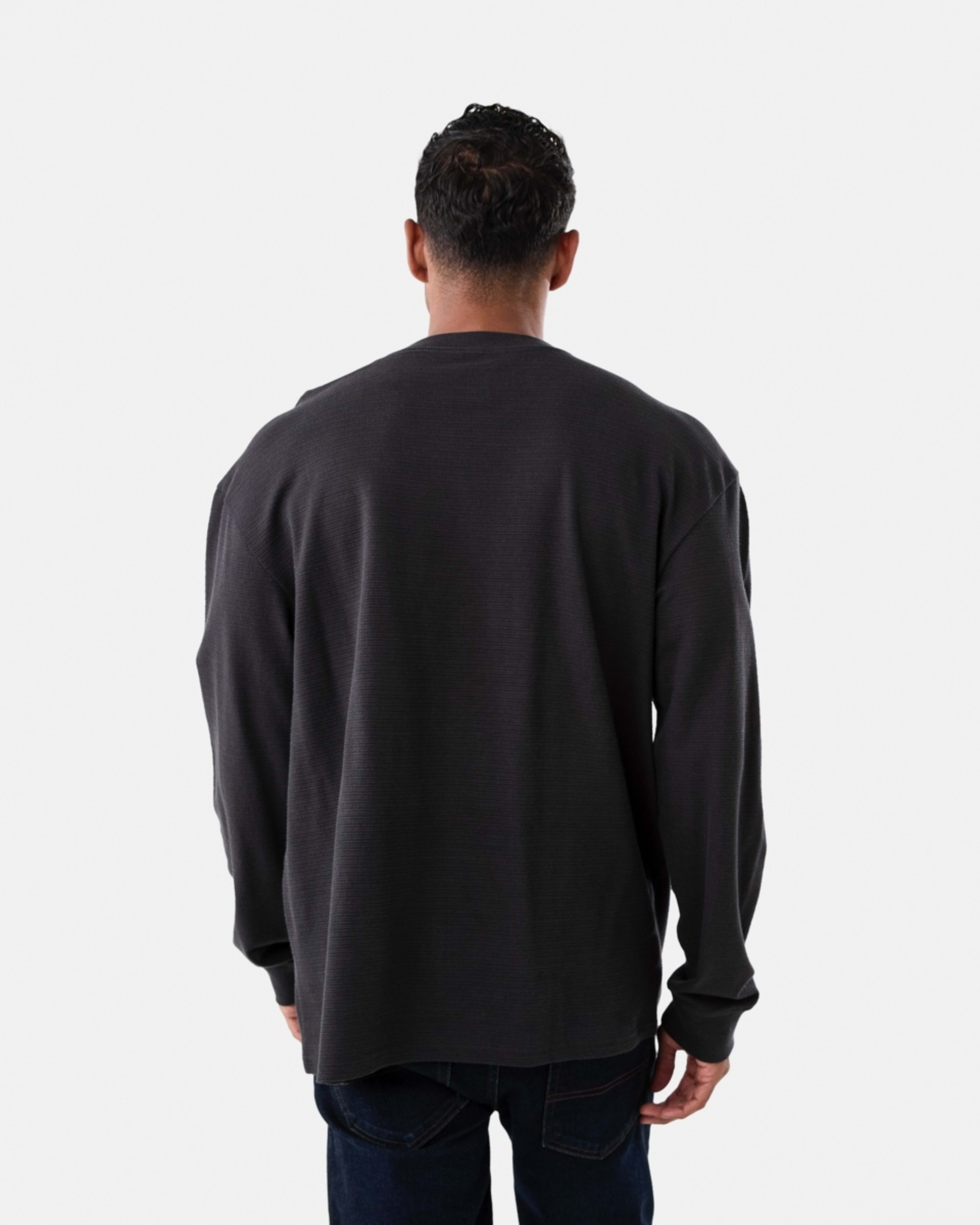 3 Long Sleeve Oversized Textured T-shirt Oyster Black, 3 of 5