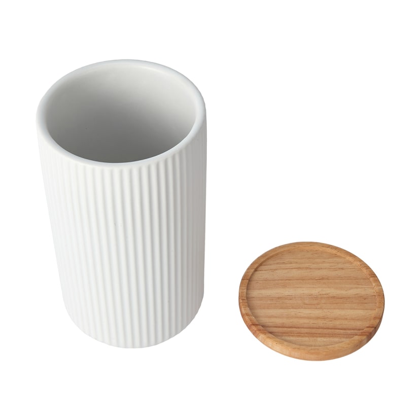 Large White Ribbed Canister Kmart