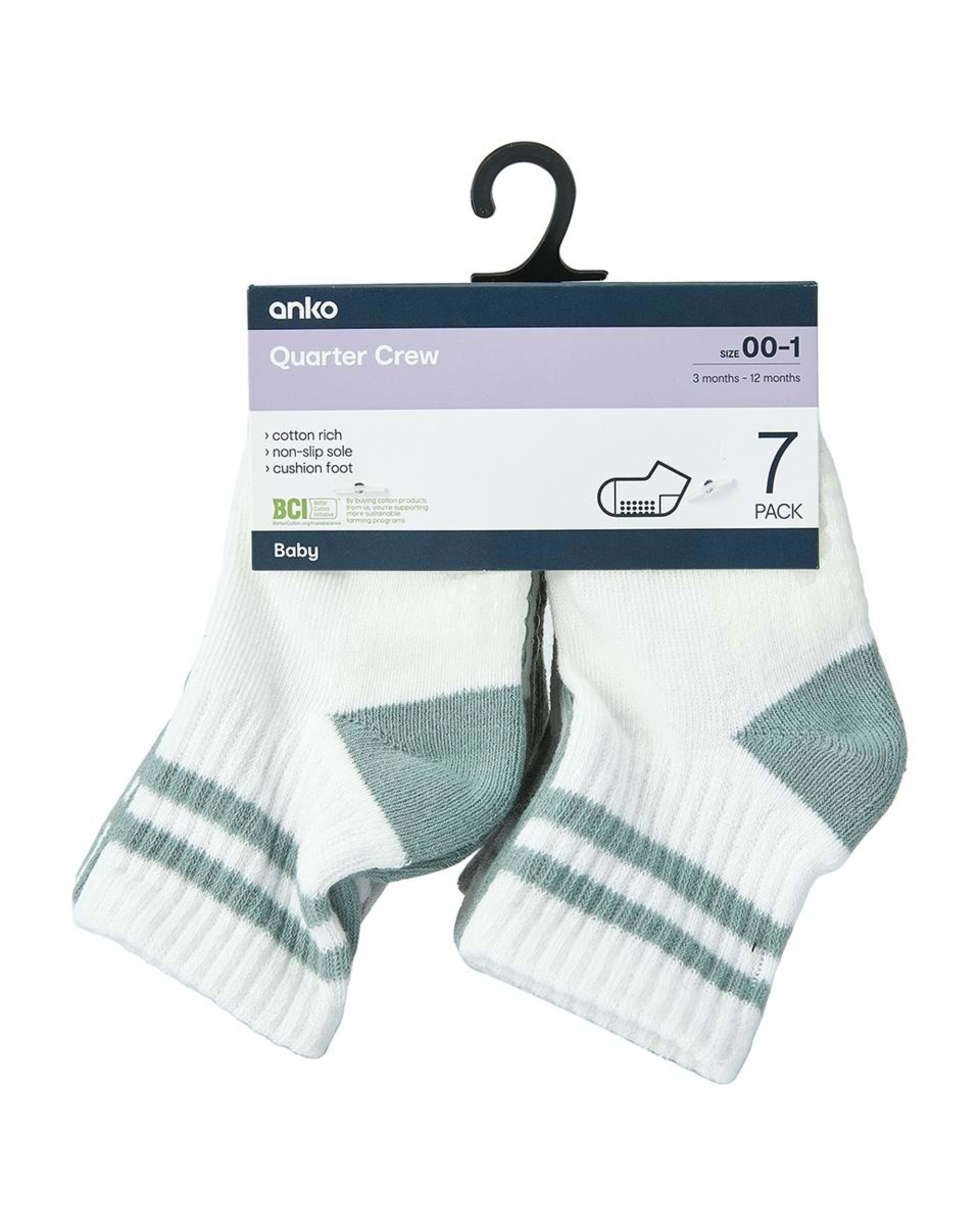 3 7 Pack Sports Quarter Crew Socks Asrtdblu, 3 of 3