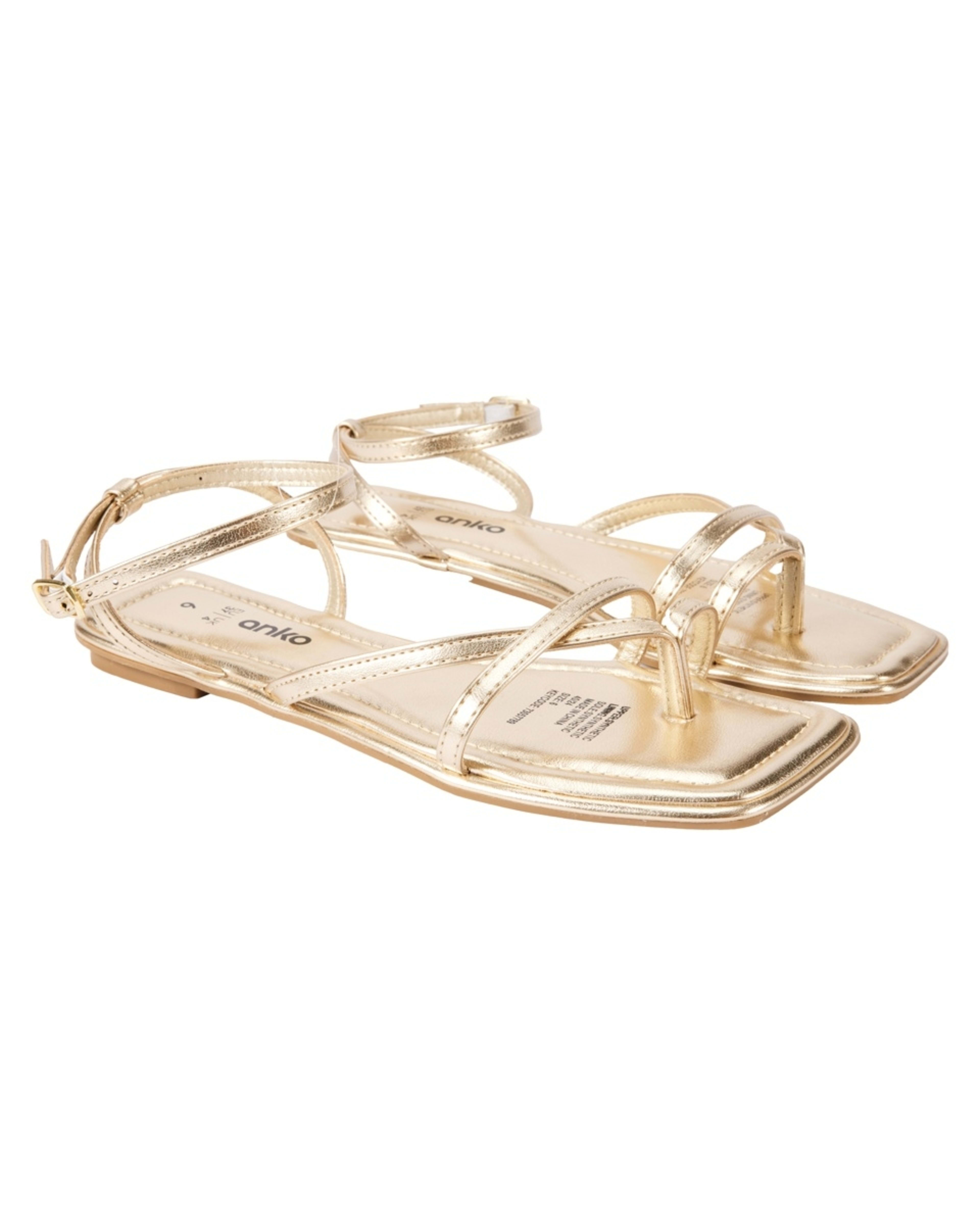 2 Strappy Toe Sandals Gold, 2 of 3